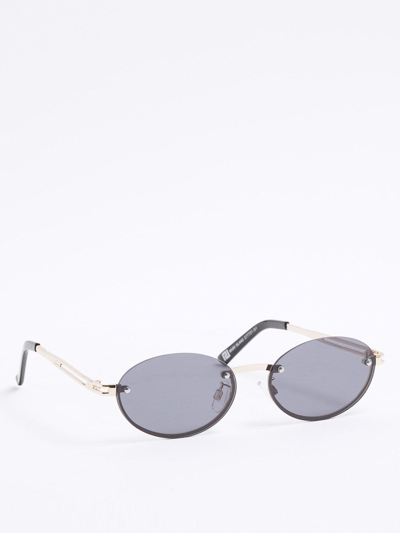 Image 2 of 4 of River Island Rimless Oval Sunglasses - Black