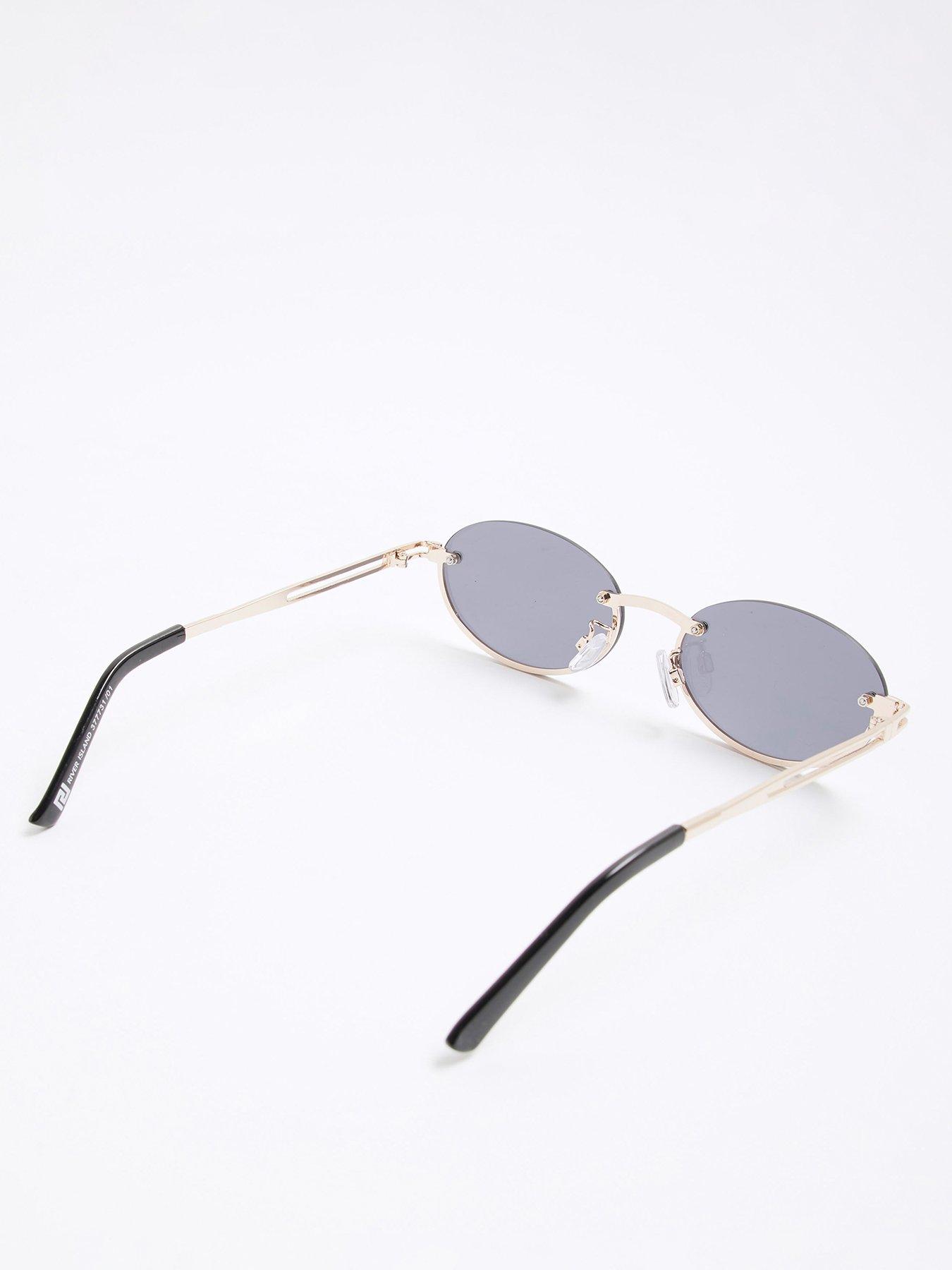 Image 3 of 4 of River Island Rimless Oval Sunglasses - Black