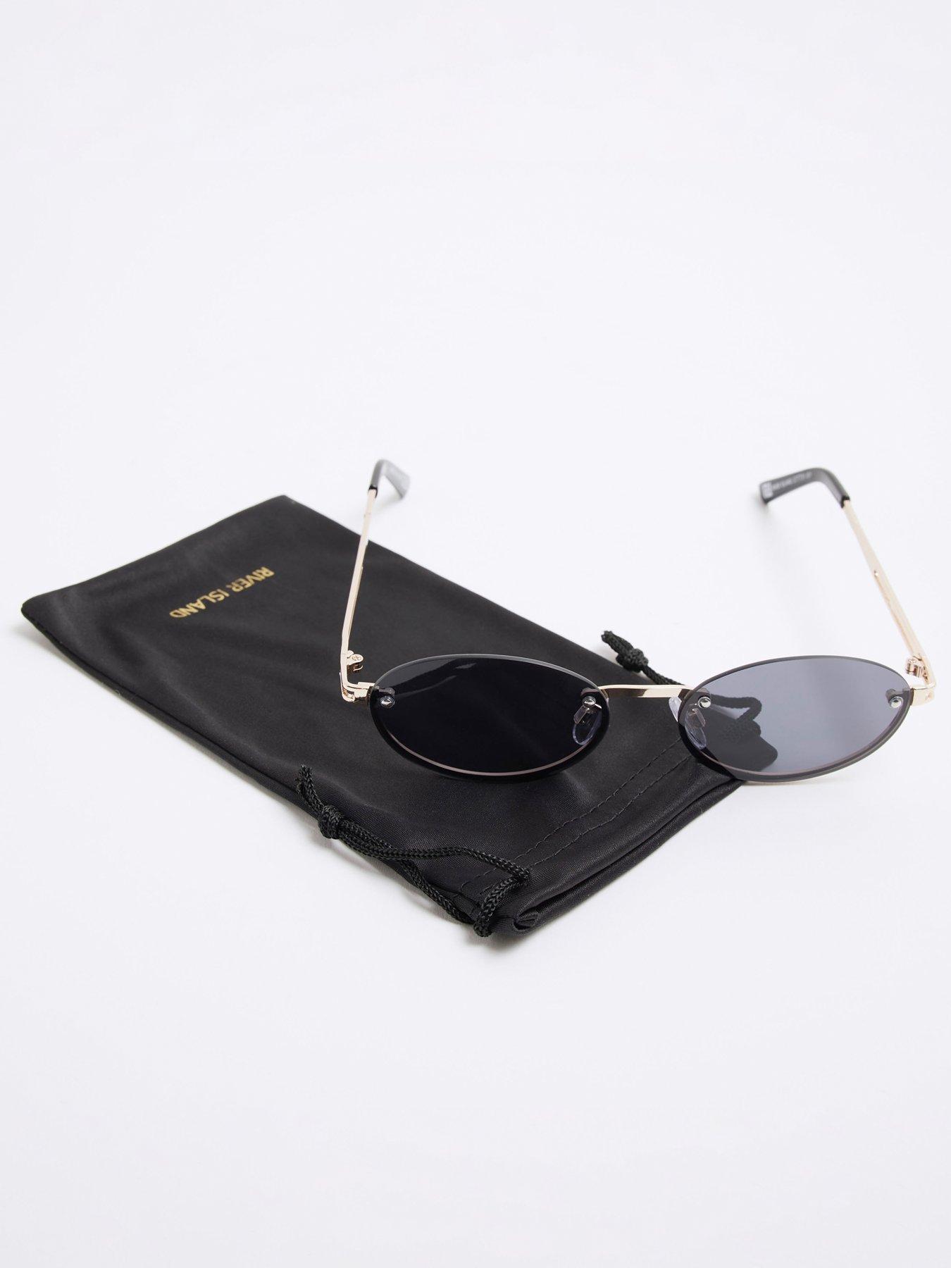 Image 4 of 4 of River Island Rimless Oval Sunglasses - Black