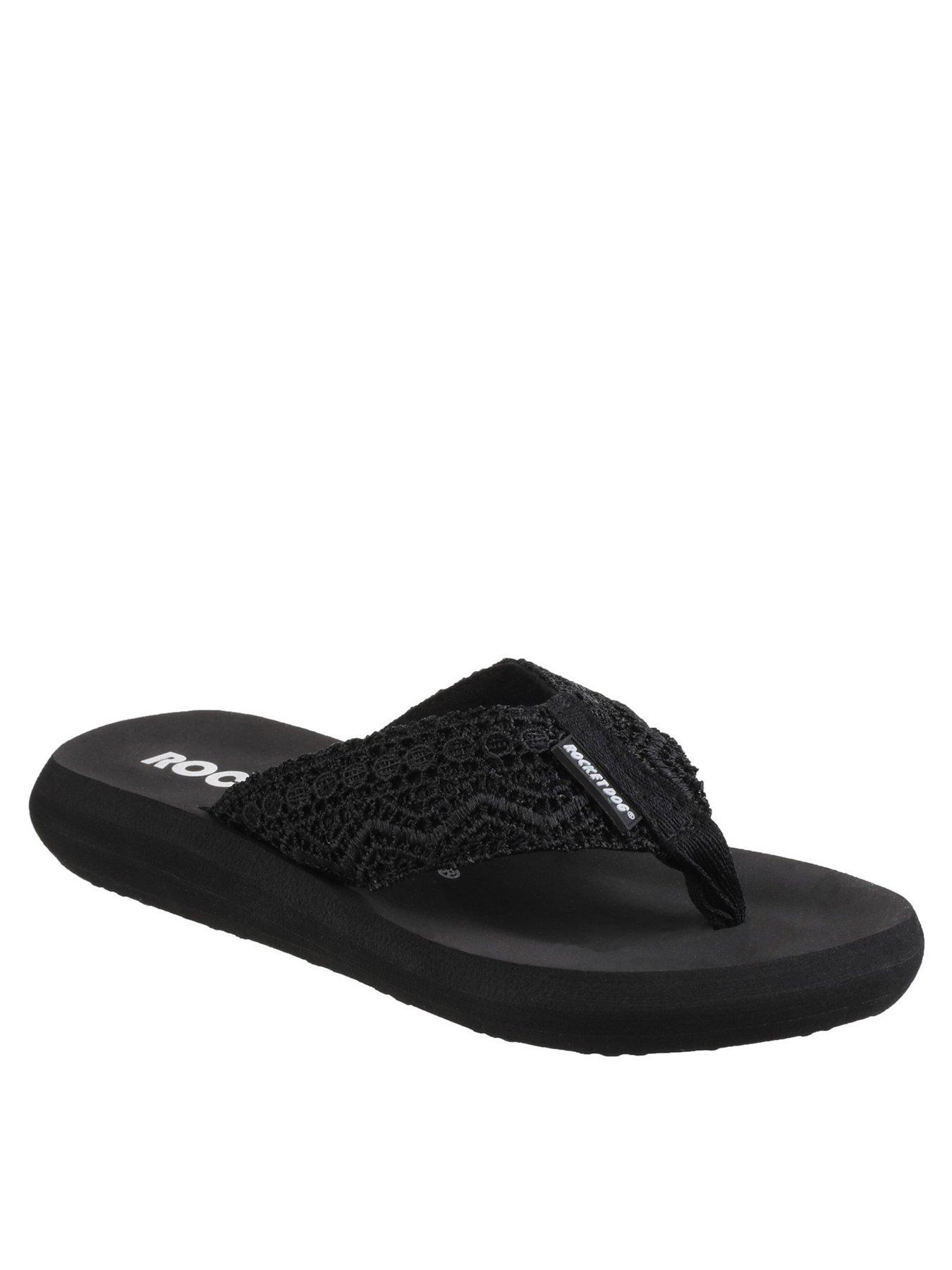 Image 1 of 4 of Rocket Dog Spotlight Lima Crochet Toepost Sandal - Black