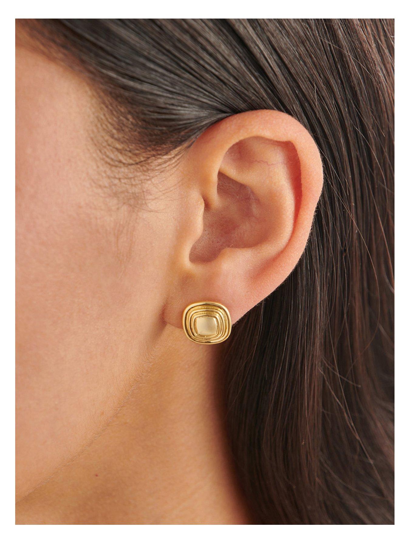 Image 1 of 4 of Katie Loxton Sofia Button Waterproof Gold Stud Earrings