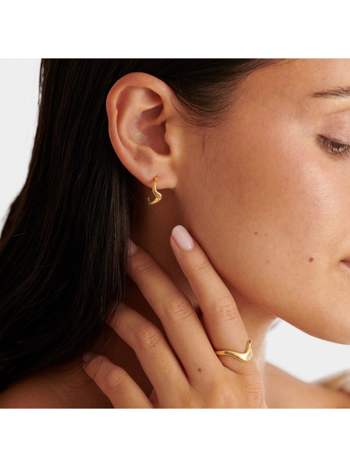Image 2 of 5 of Katie Loxton Marina Wave Waterproof Gold Hoop Earrings