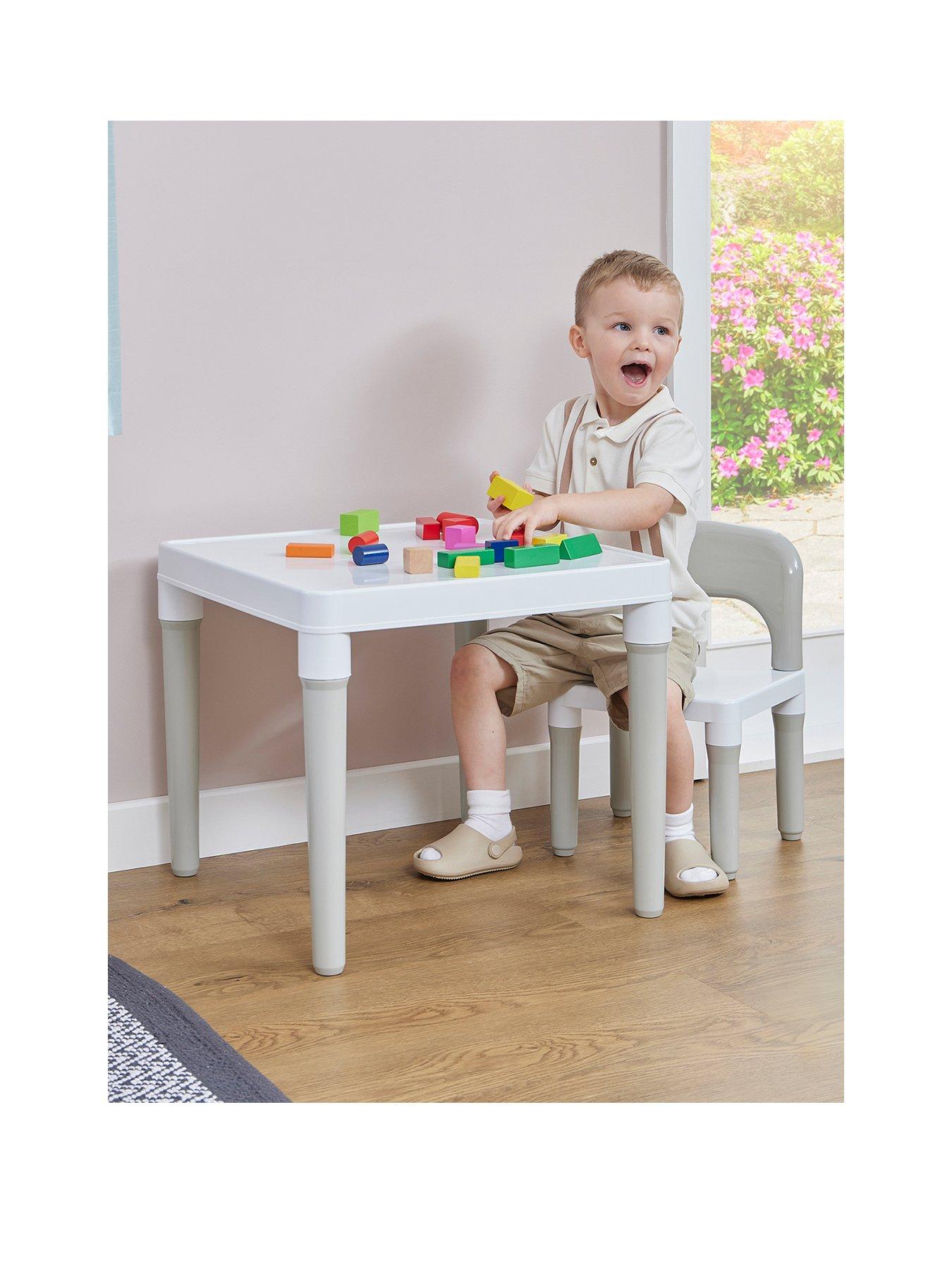 Liberty House White  &  Grey Plastic Table and 1 Chair Set