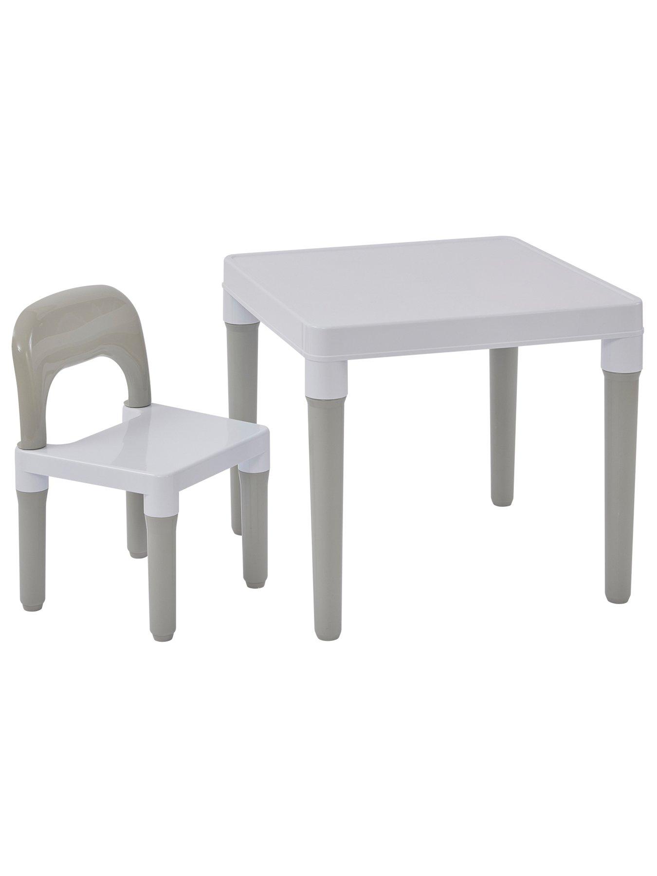 Image 2 of 7 of Liberty House White & Grey Plastic Table and 1 Chair Set