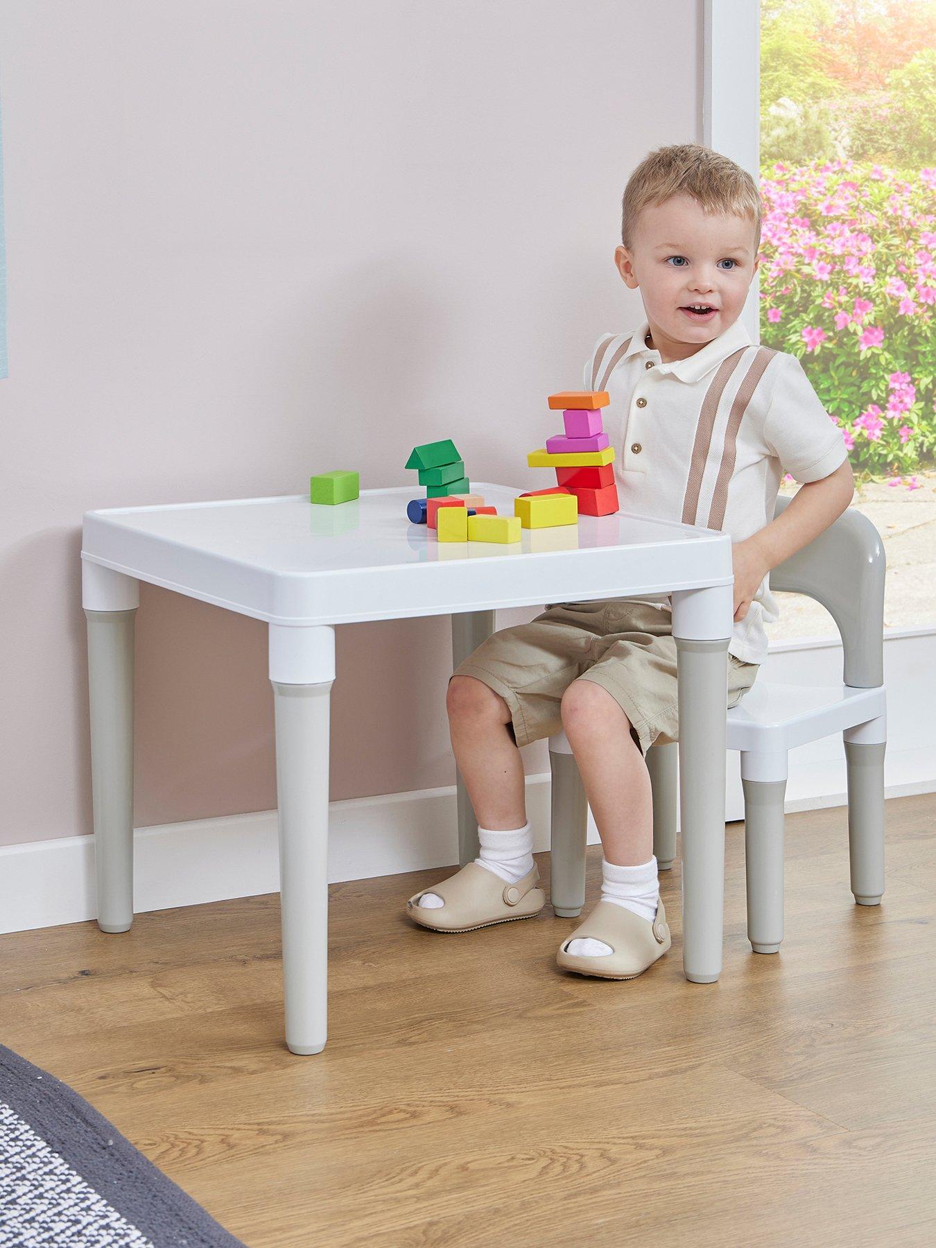 Image 4 of 7 of Liberty House White & Grey Plastic Table and 1 Chair Set