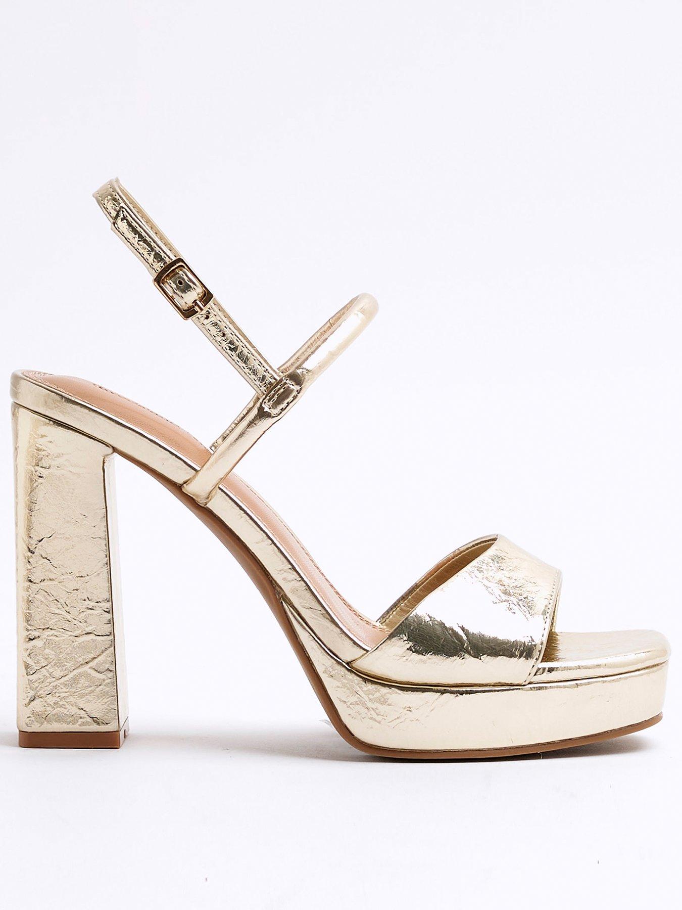 River Island Sling Back Platform Sandals - Gold