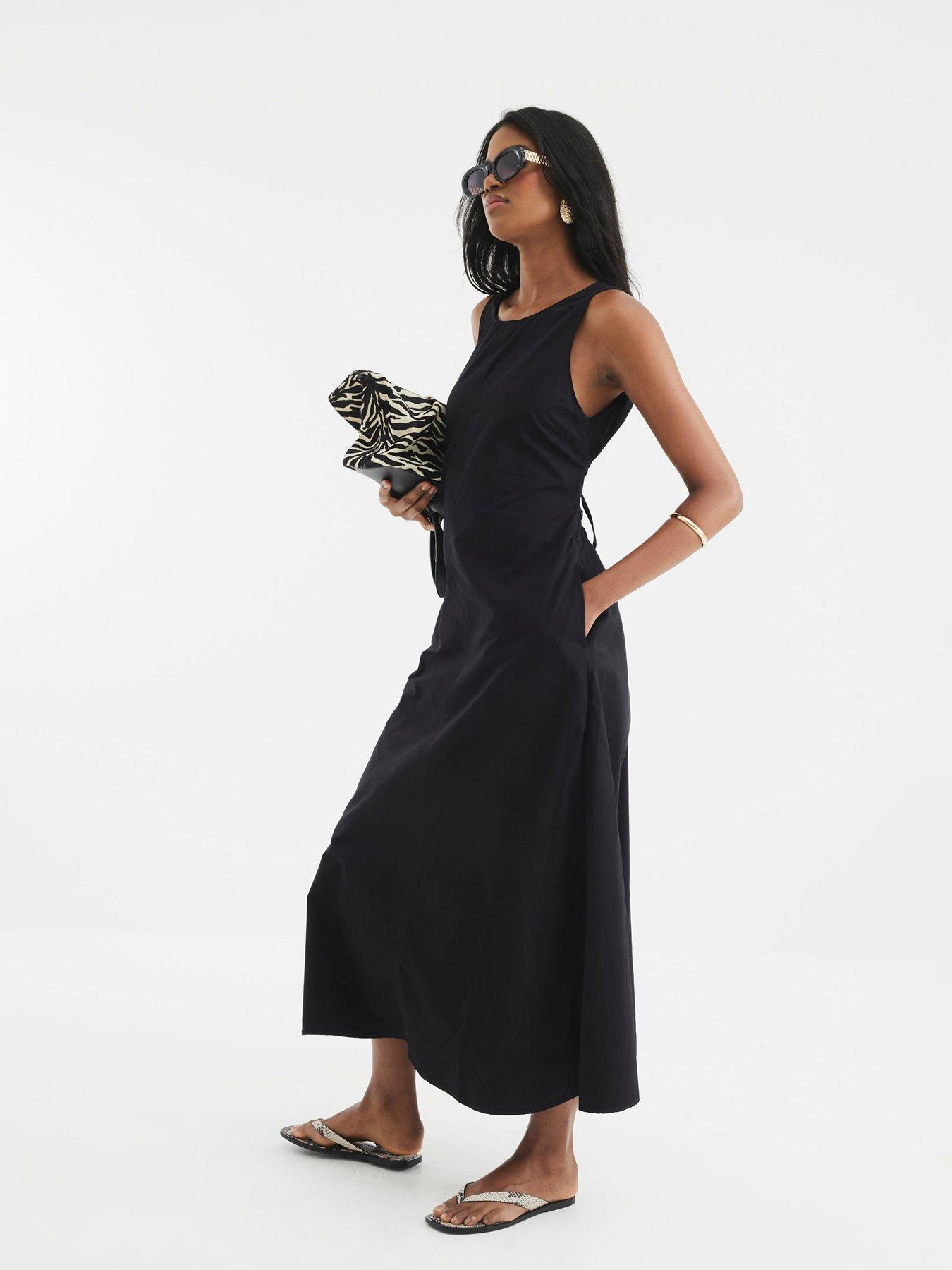 Image 1 of 4 of River Island Cut Out Maxi Dress - Black