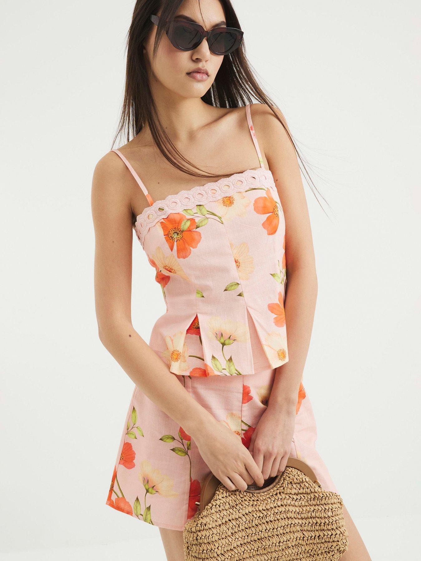 Image of River Island Peplum Cami Top - Light Pink