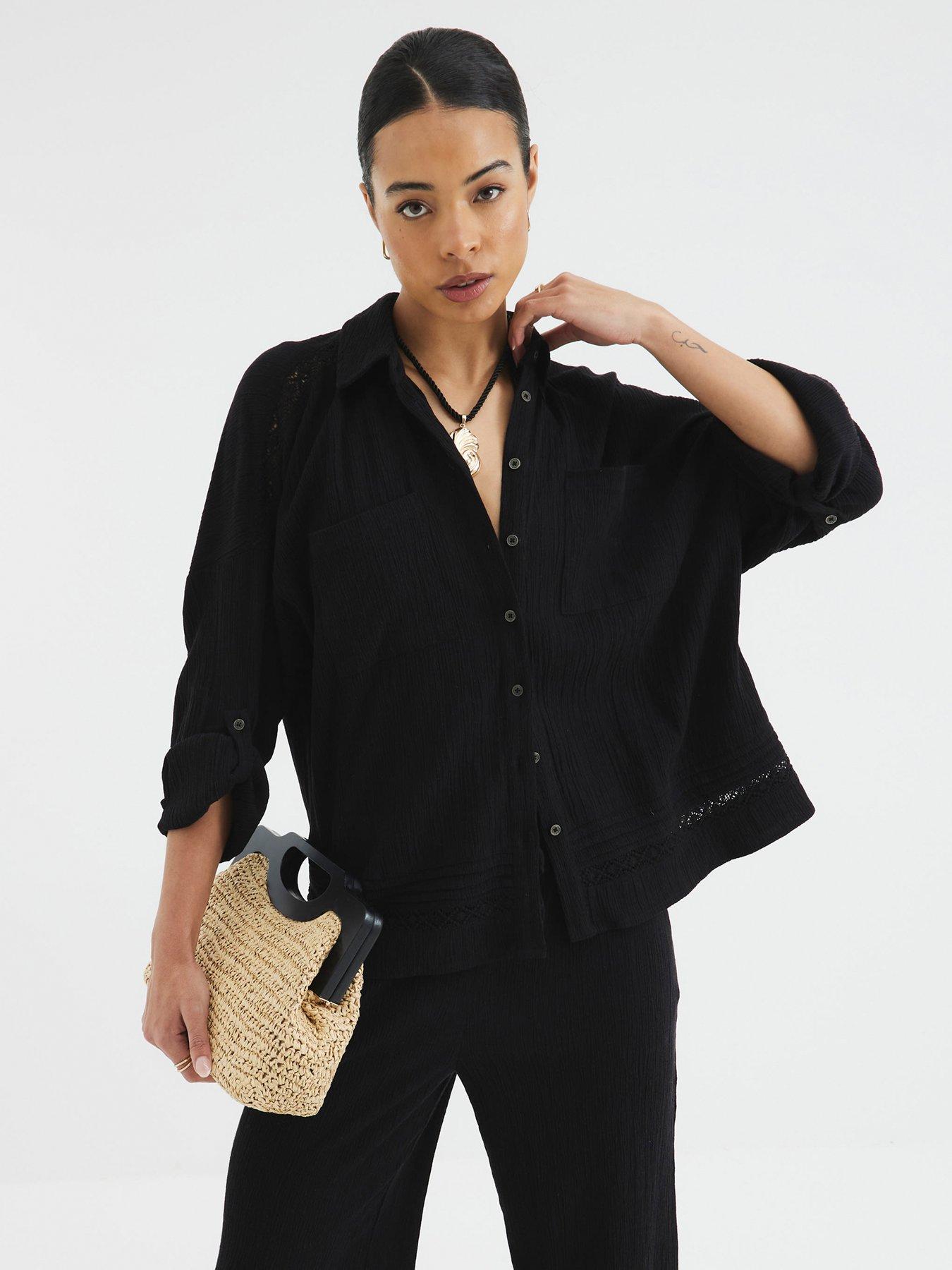River Island Crinkle Pocket Shirt - Black