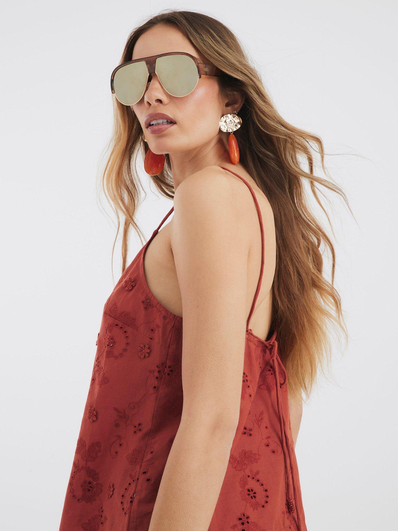 Image 3 of 4 of River Island Embroidered Tunic Top - Rust