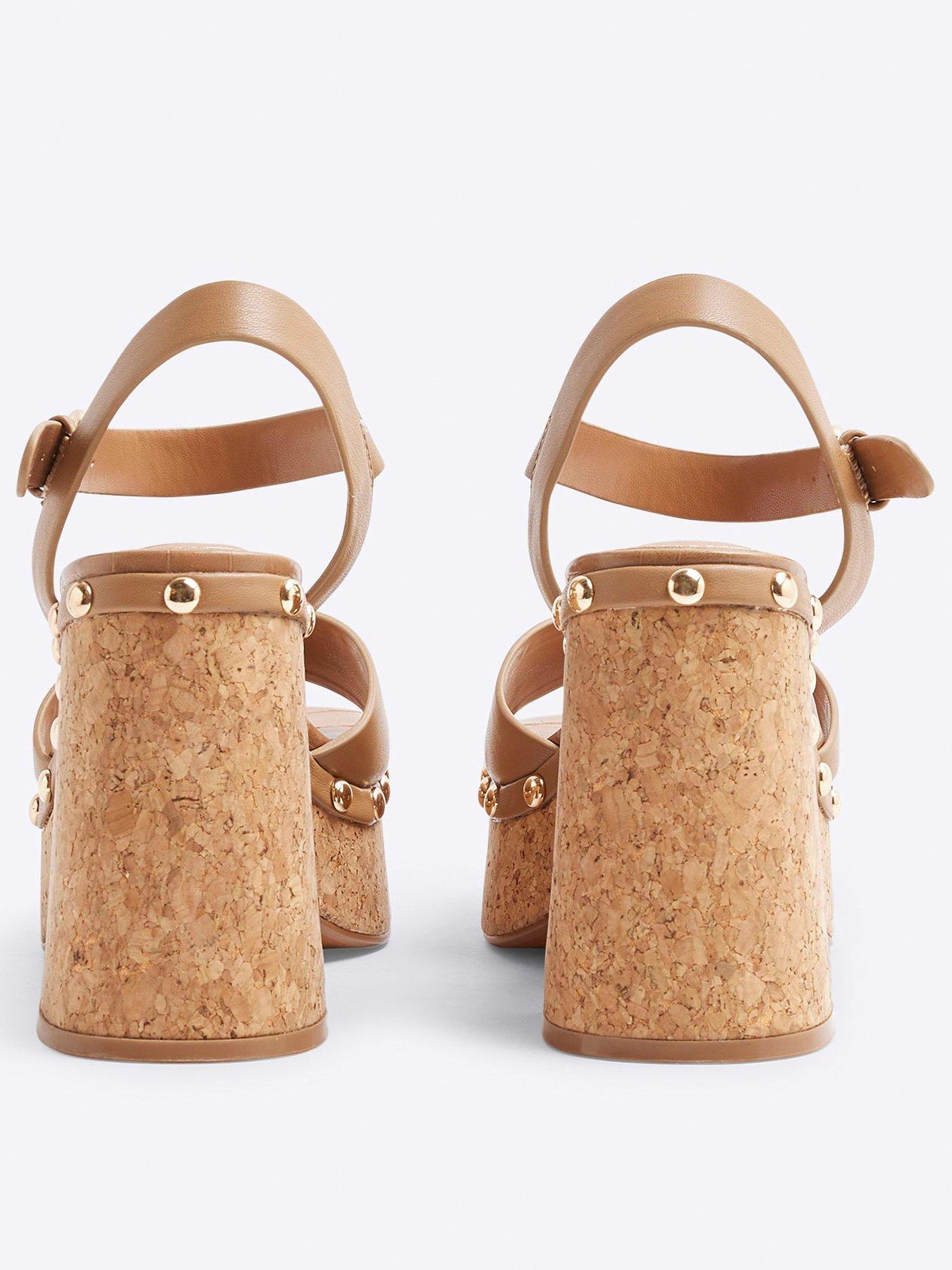 Image 3 of 6 of River Island Cork Platform Sandal - Brown