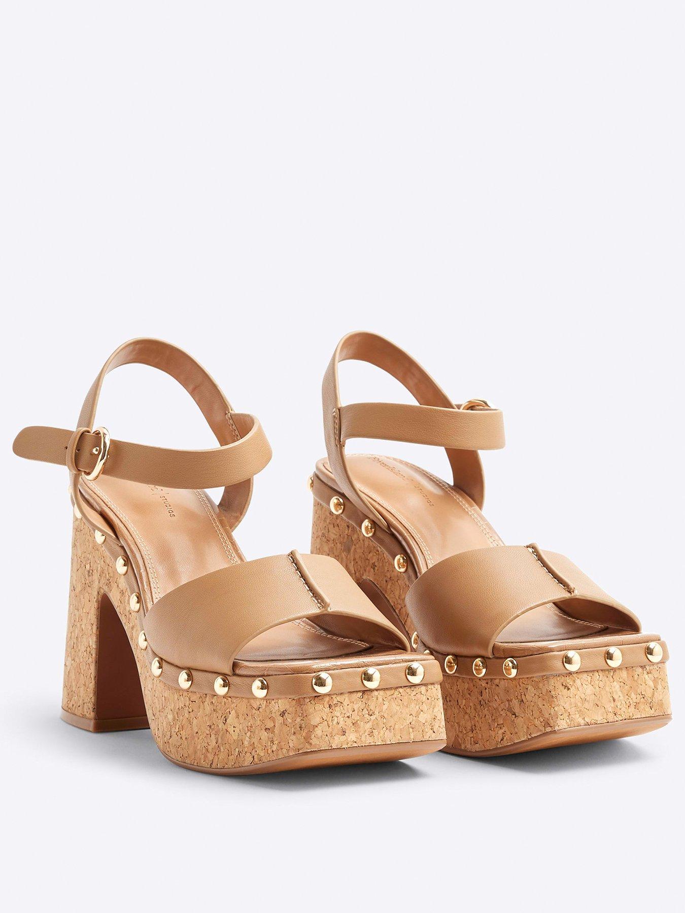 Image 4 of 6 of River Island Cork Platform Sandal - Brown