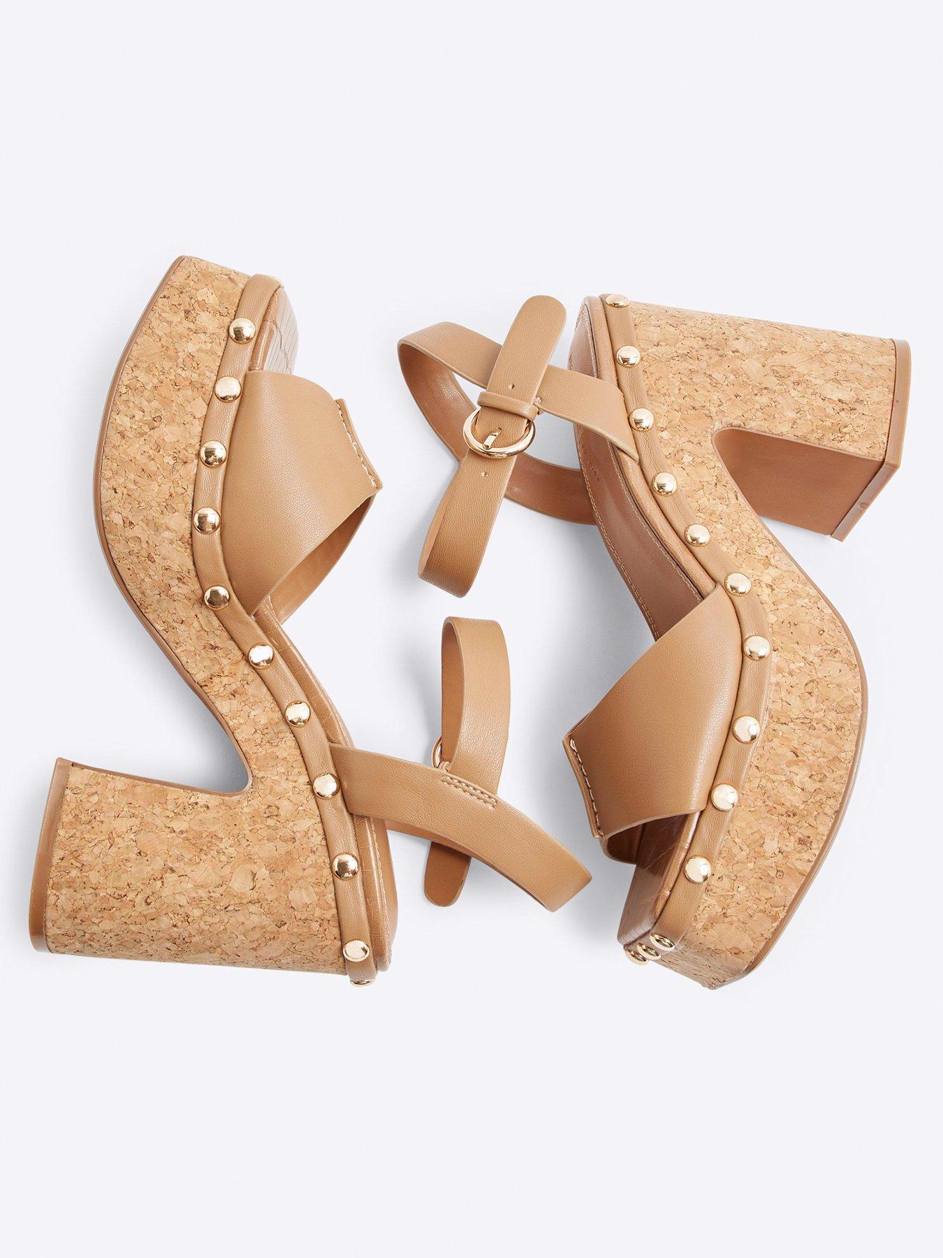 Image 6 of 6 of River Island Cork Platform Sandal - Brown