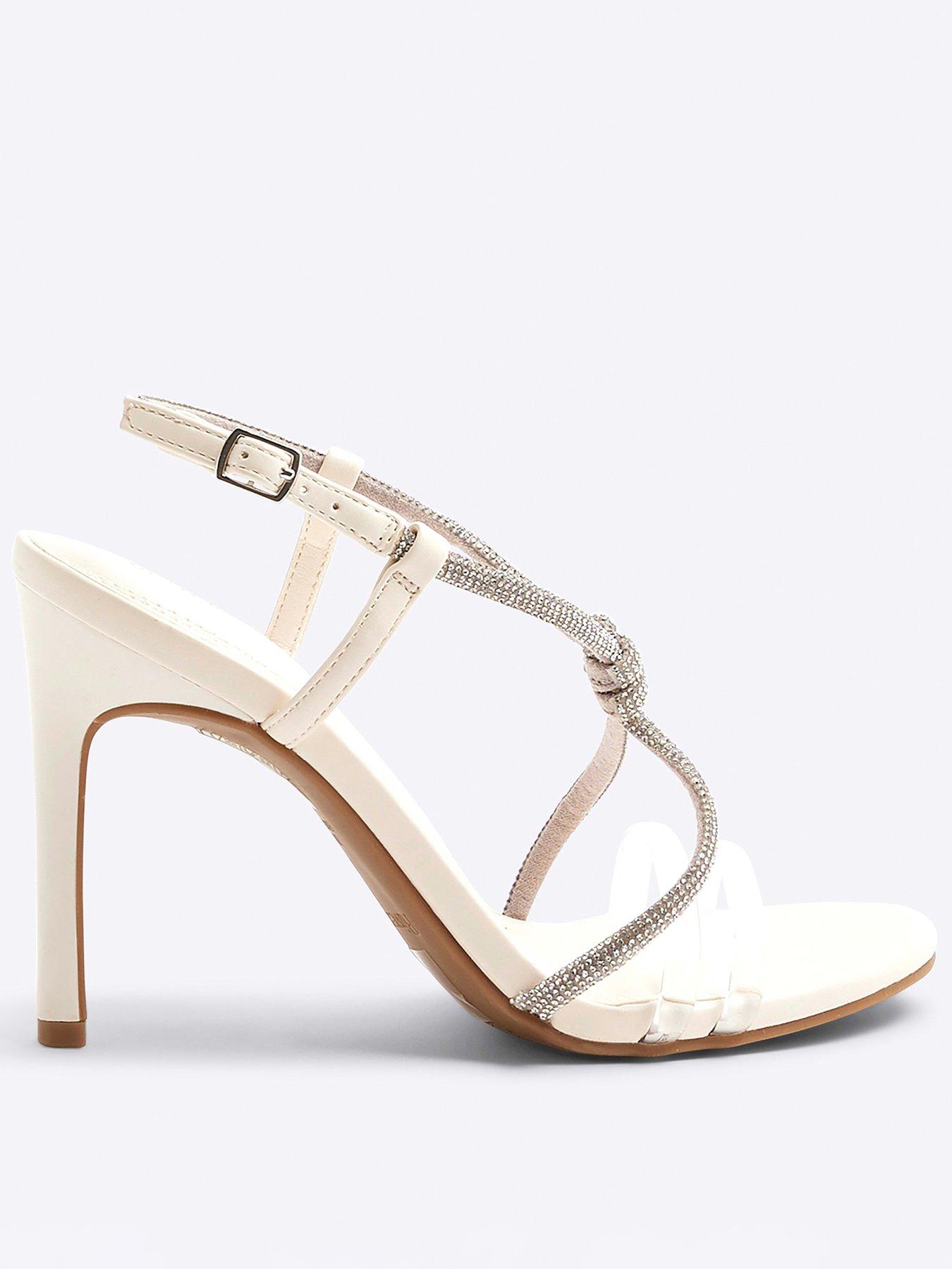 Image of River Island Diamante Twist Heel Sandals - White
