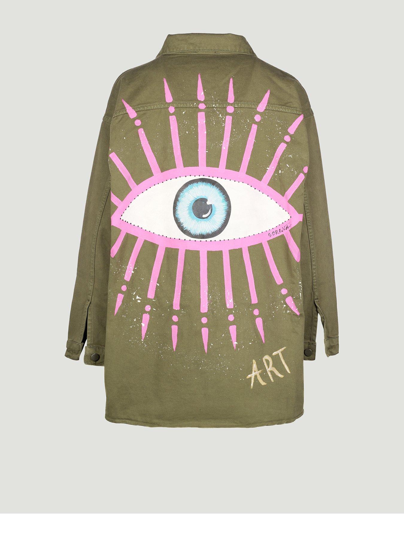 Image 1 of 4 of Sorena Eye Denim Jacket - Green