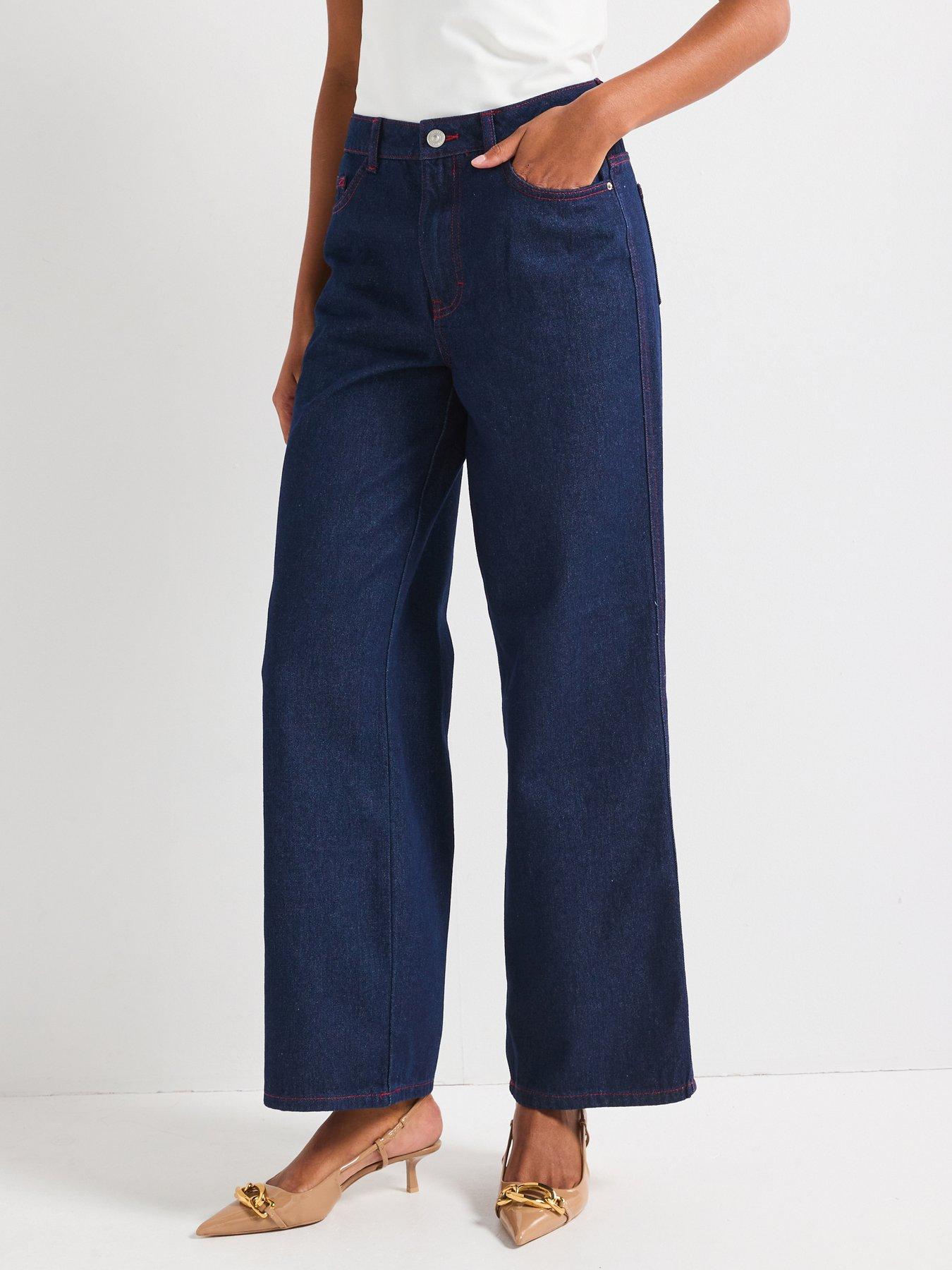 Image 1 of 6 of PIECES Demi High Waist Straight Leg Jean - Blue