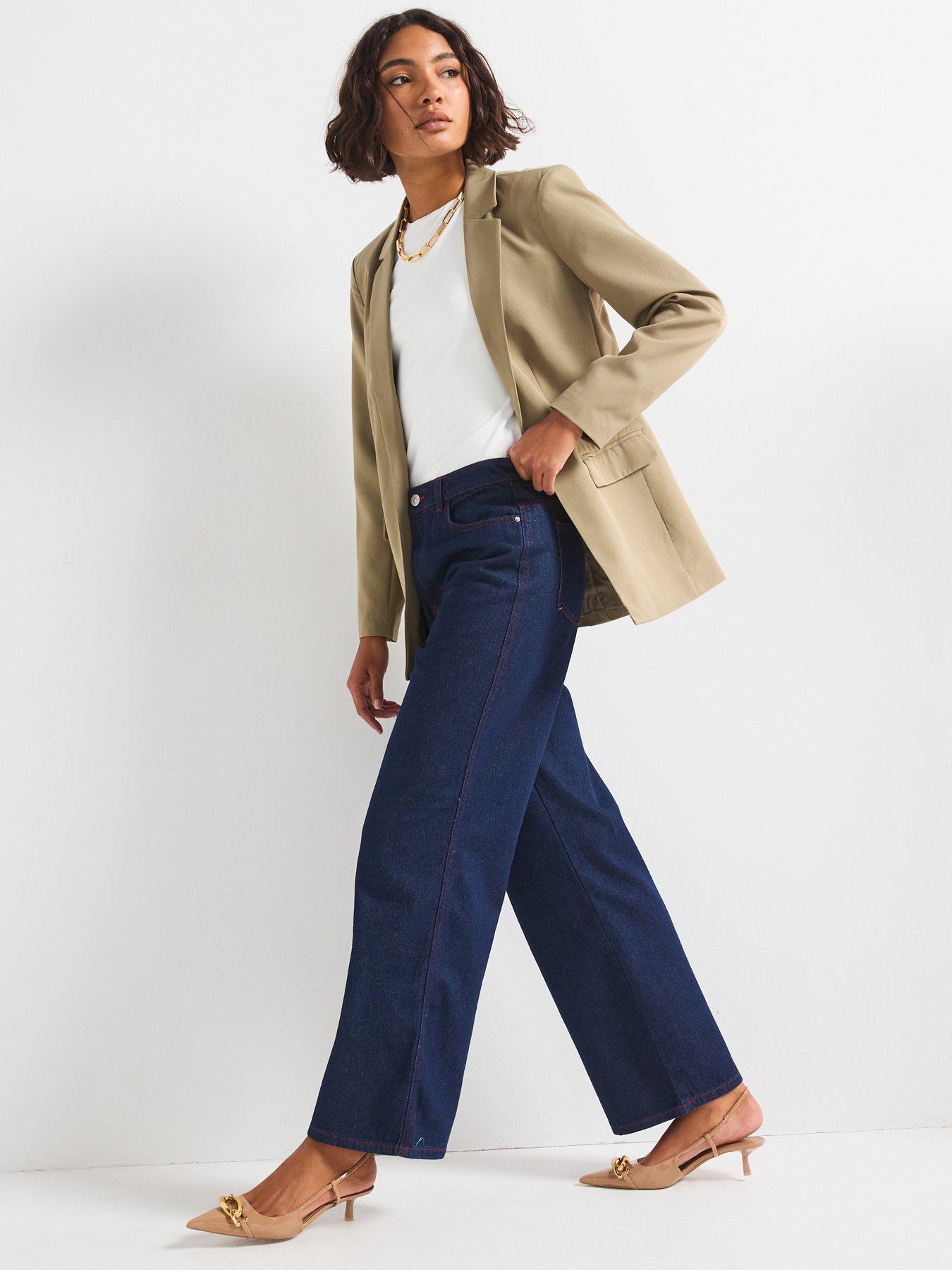 Image 3 of 6 of PIECES Demi High Waist Straight Leg Jean - Blue