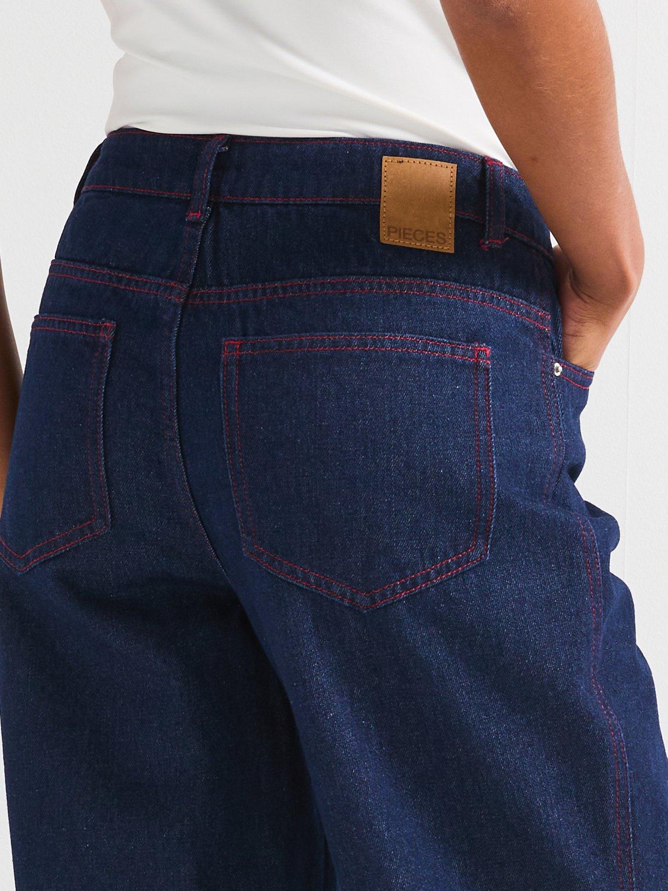 Image 4 of 6 of PIECES Demi High Waist Straight Leg Jean - Blue