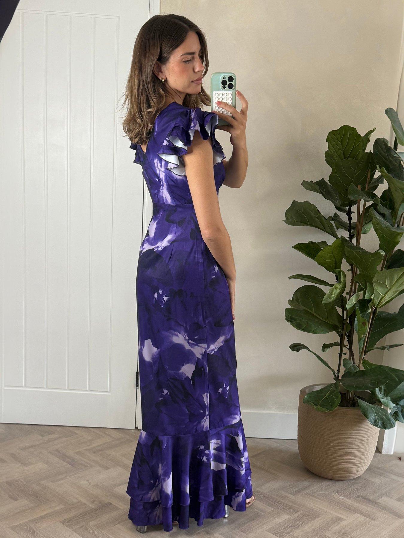 Image 2 of 4 of Style Cheat Ruffle V Neck Maxi Dress - Purple