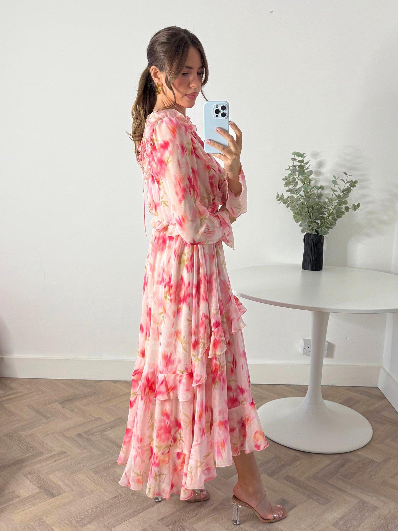 Image 2 of 4 of Style Cheat Birdie Long Sleeve Midi Dress - Pink