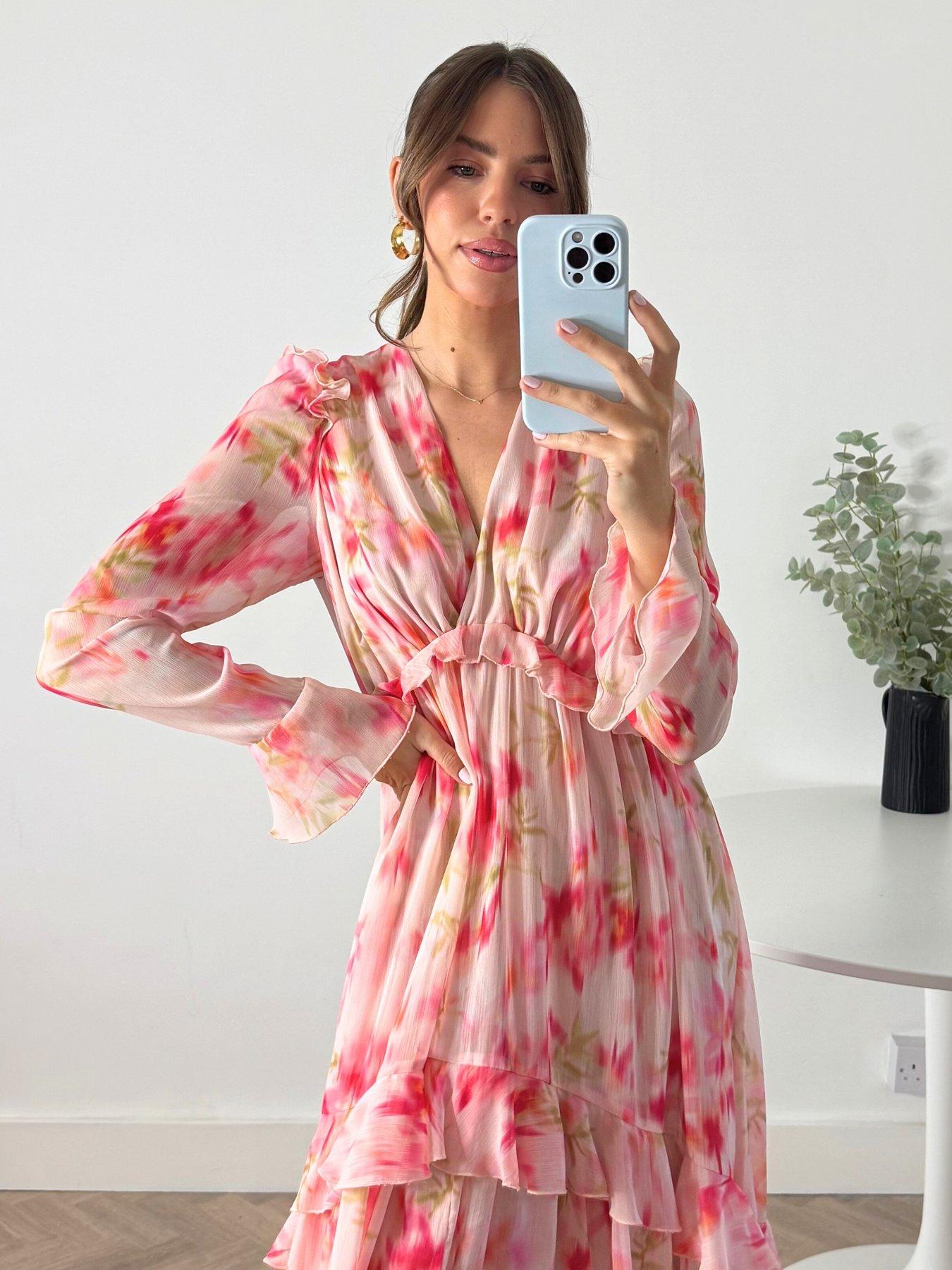 Image 3 of 4 of Style Cheat Birdie Long Sleeve Midi Dress - Pink