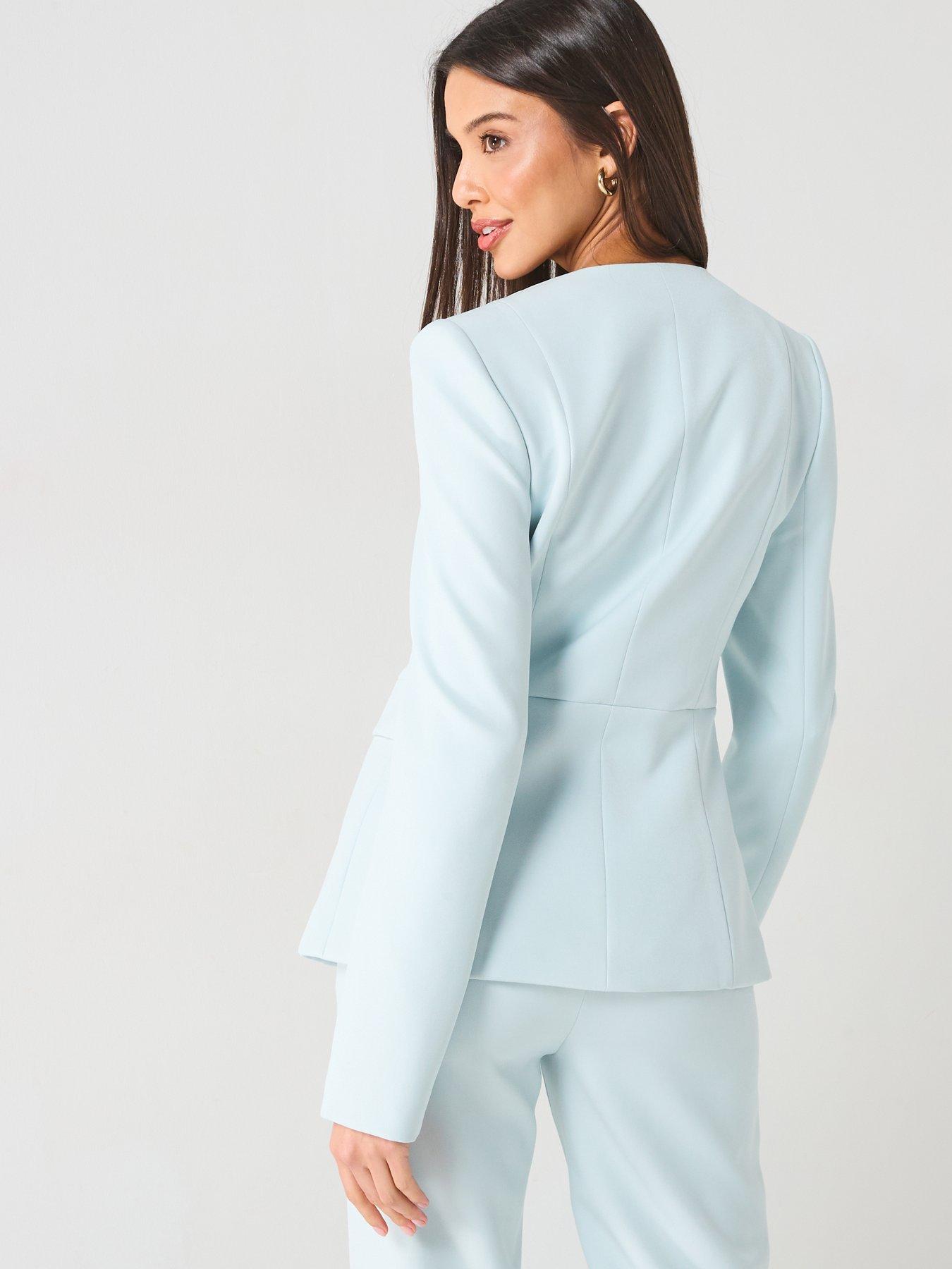 Image 2 of 5 of Style Cheat Tailored Round Neck Blazer - Blue