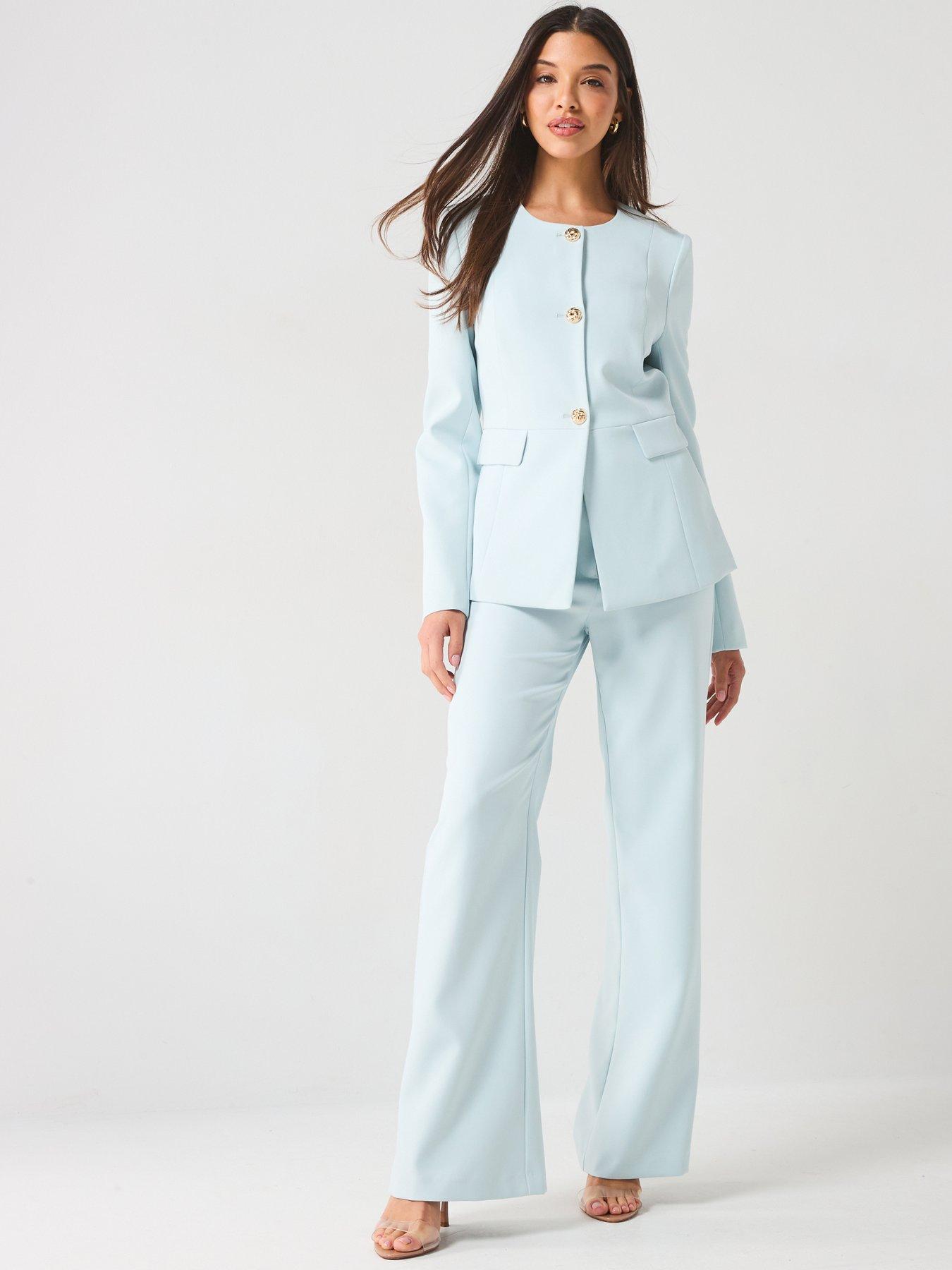 Image 3 of 5 of Style Cheat Tailored Round Neck Blazer - Blue