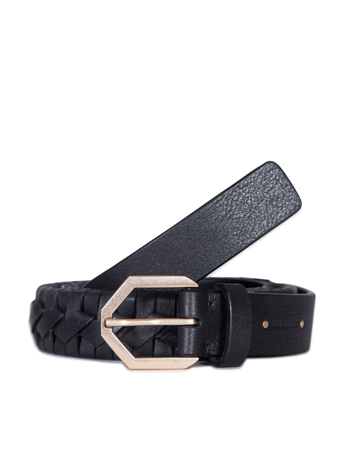 Image 1 of 3 of AllSaints 25Mm Woven Belt - Black