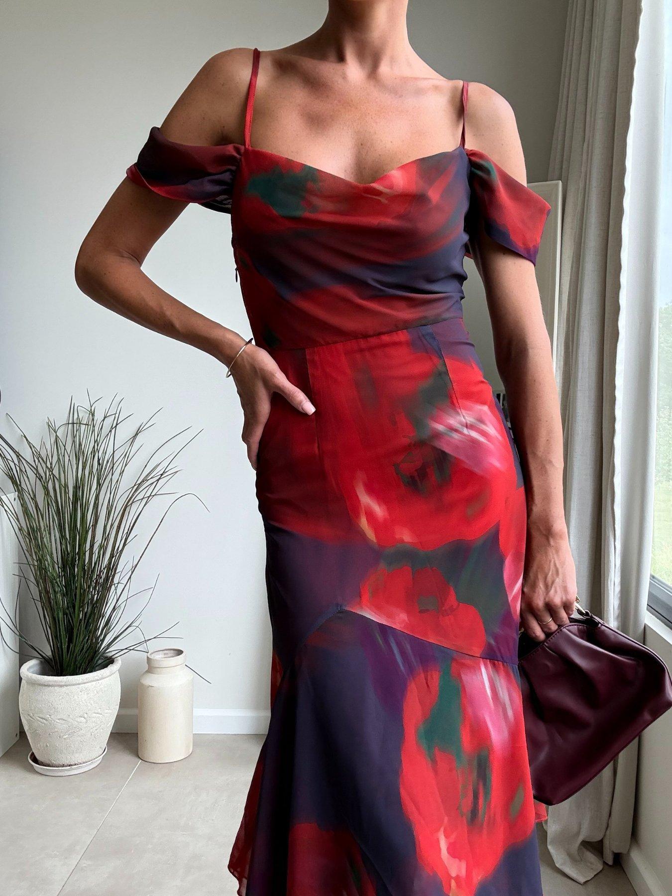 Image 2 of 4 of Style Cheat Strappy Ruffle Drape Maxi Dress - Multi