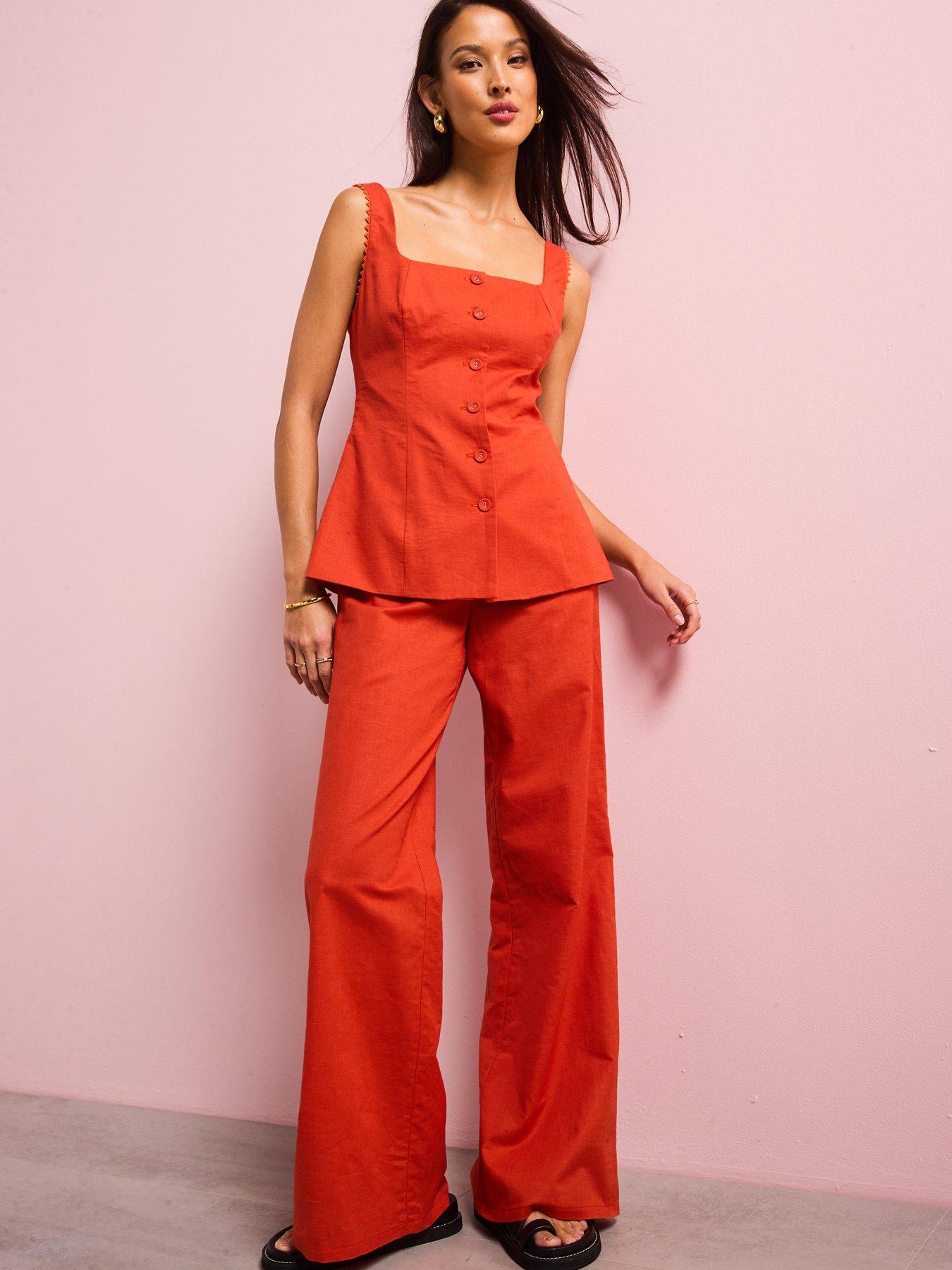 Image 3 of 6 of Style Cheat Linen Waistcoat - Red