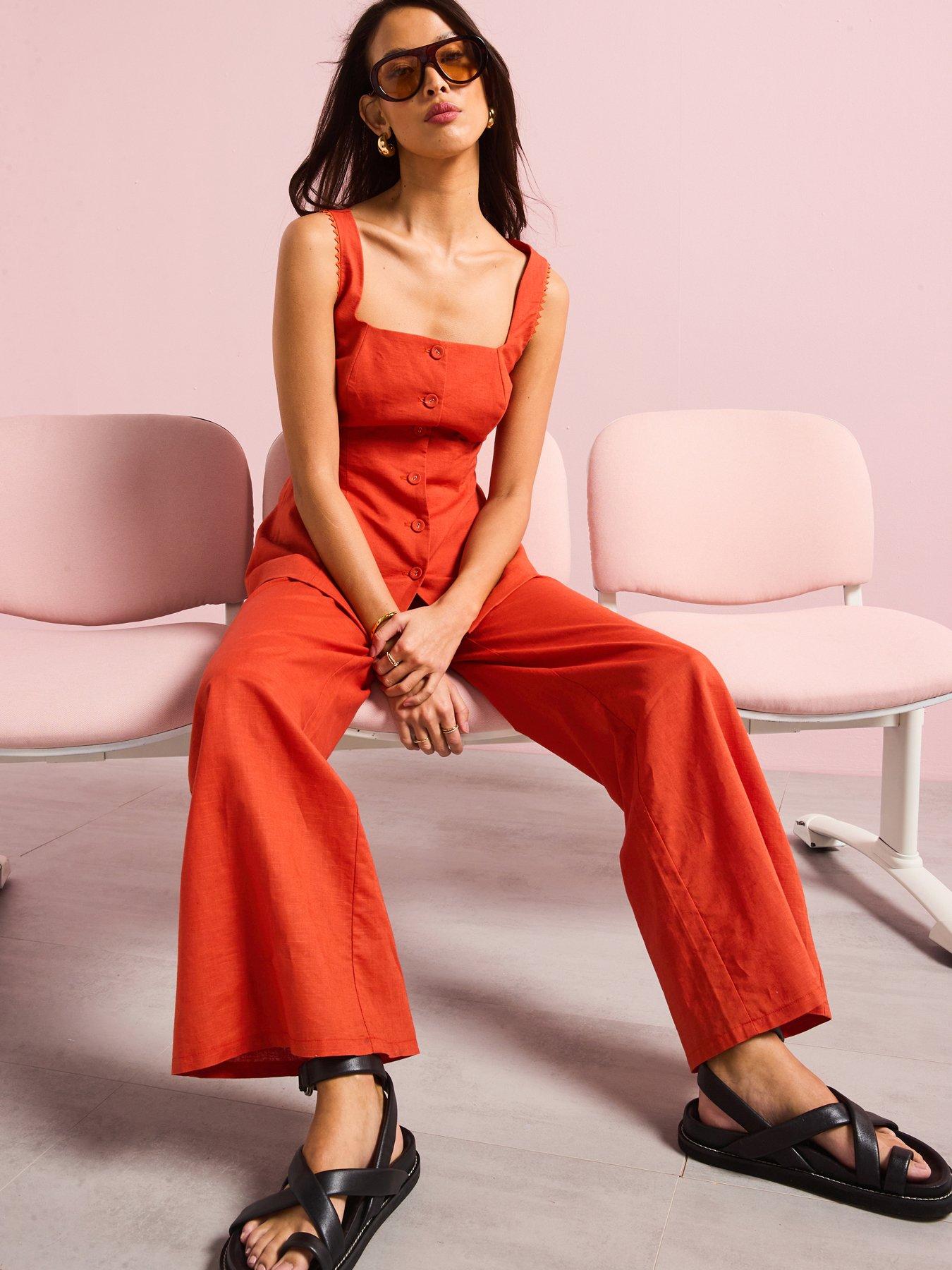 Image 4 of 5 of Style Cheat Linen Trouser - Red