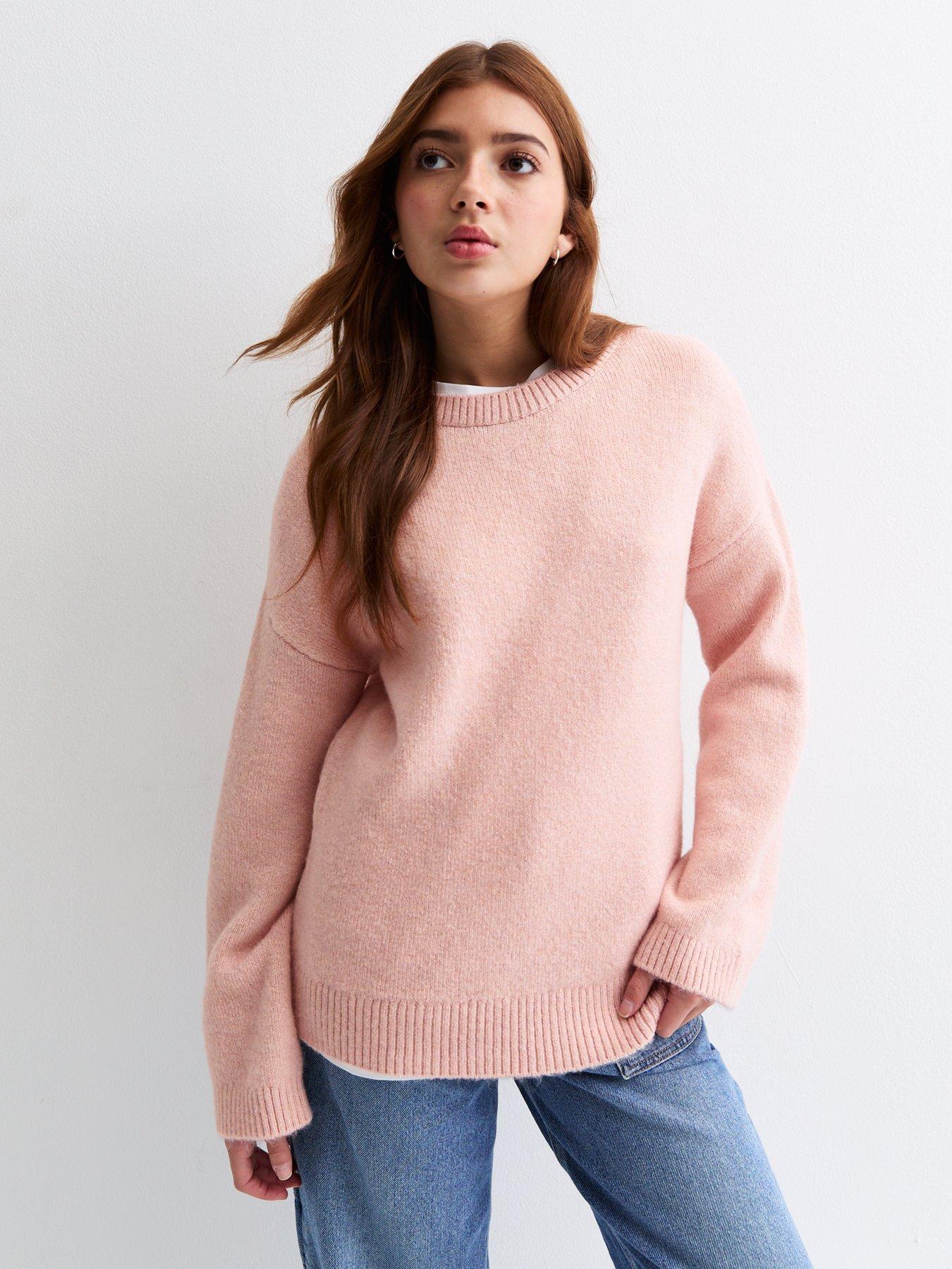 new-look-915-girls-pink-oversized-jumper