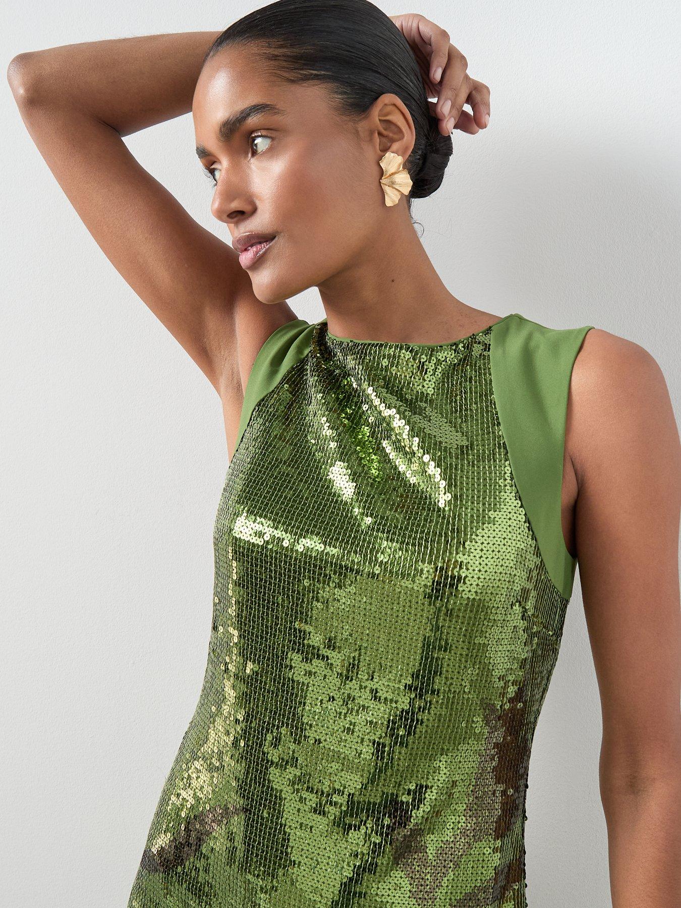 the-very-collection-sequin-flower-mini-shift-dress-greenoutfit