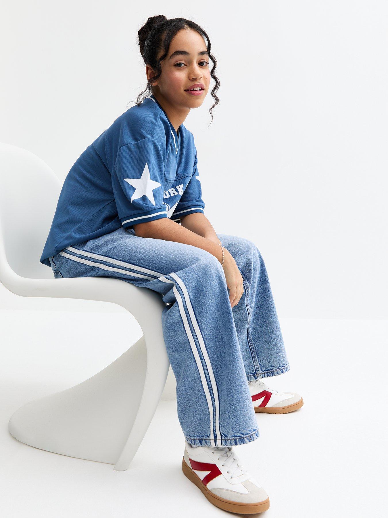 new-look-915-girls-blue-contrast-stripe-wide-leg-jeans