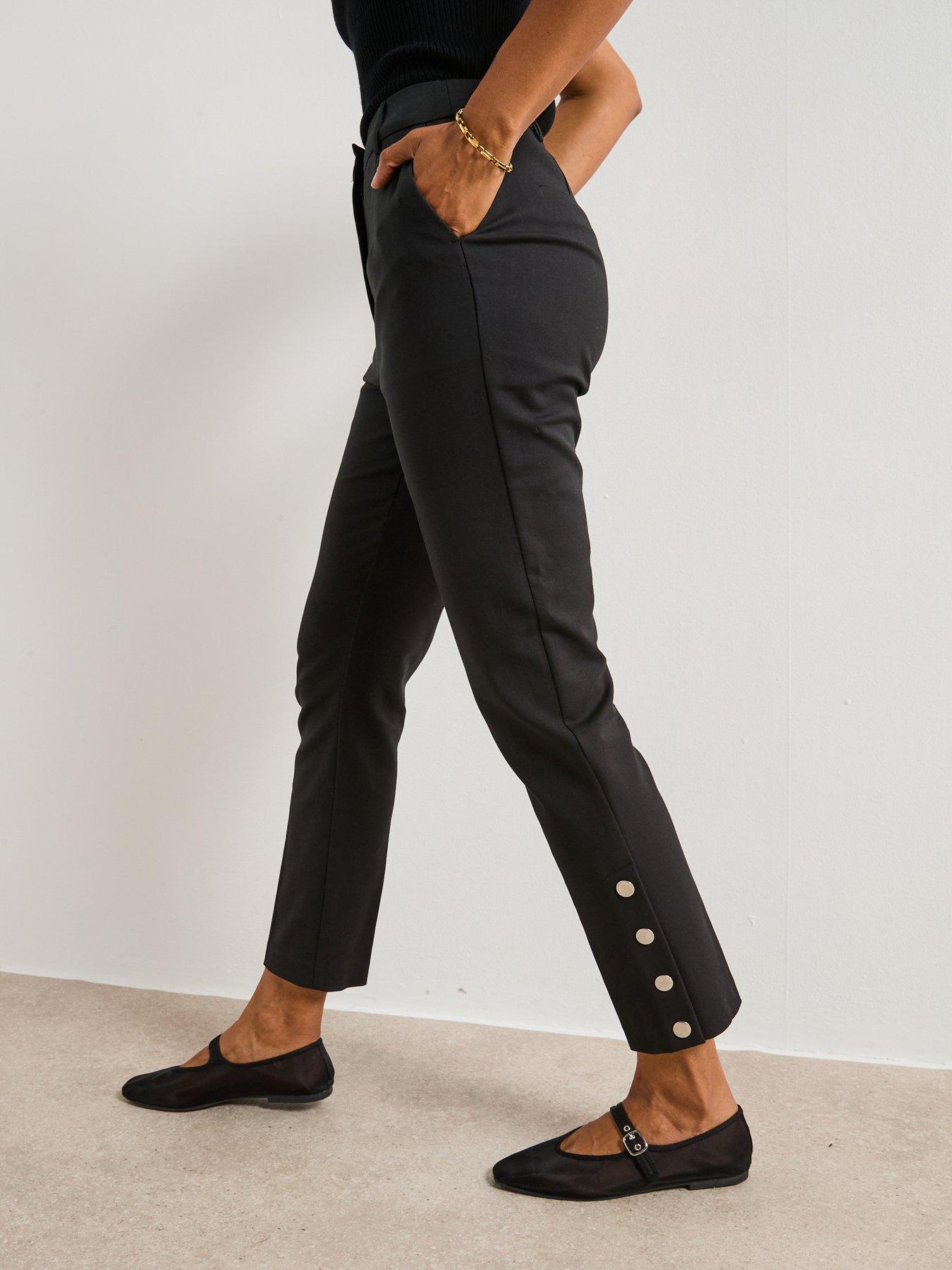 V by Very Button Cuff Trouser - Black