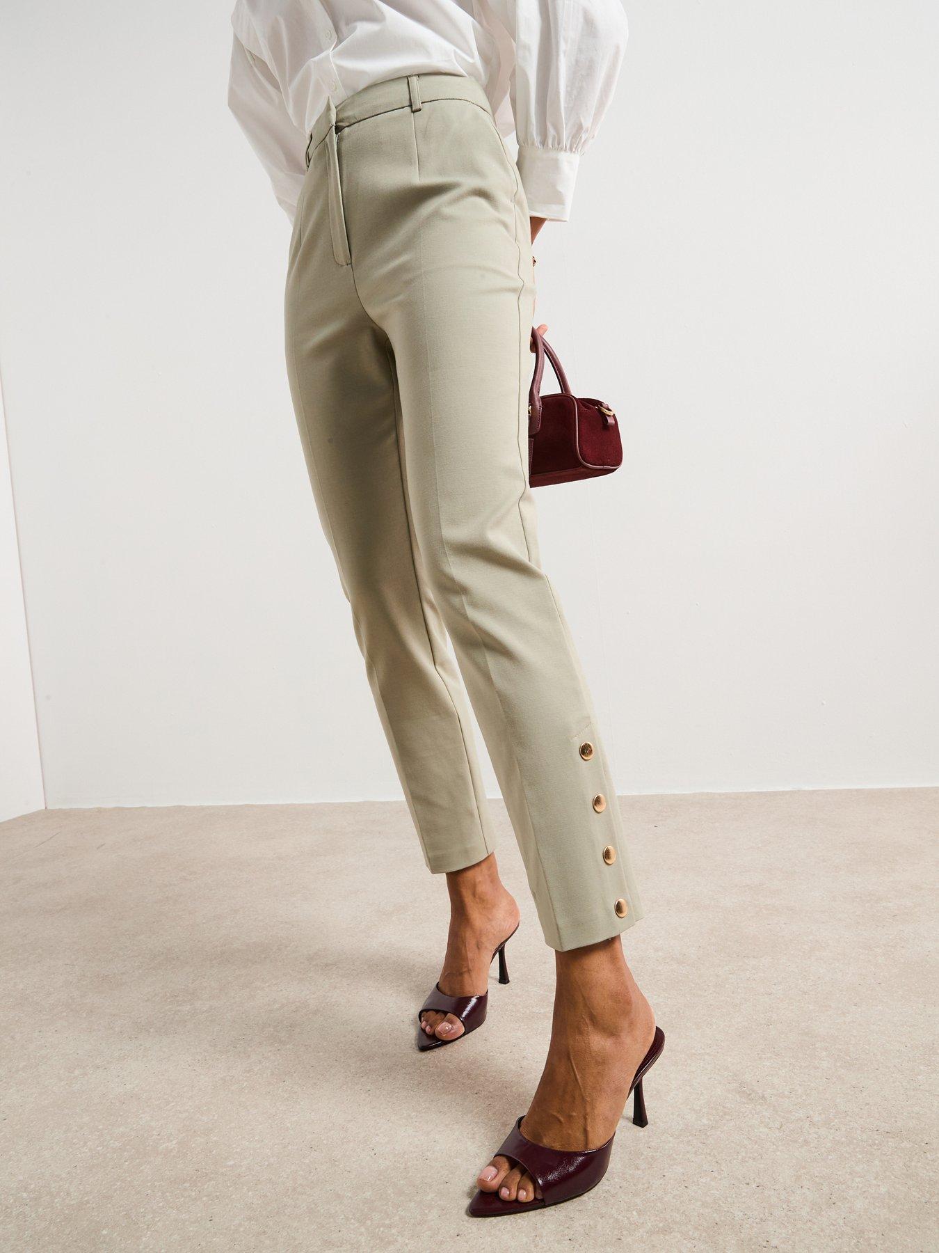 The Very Collection Button Cuff Trousers - Green