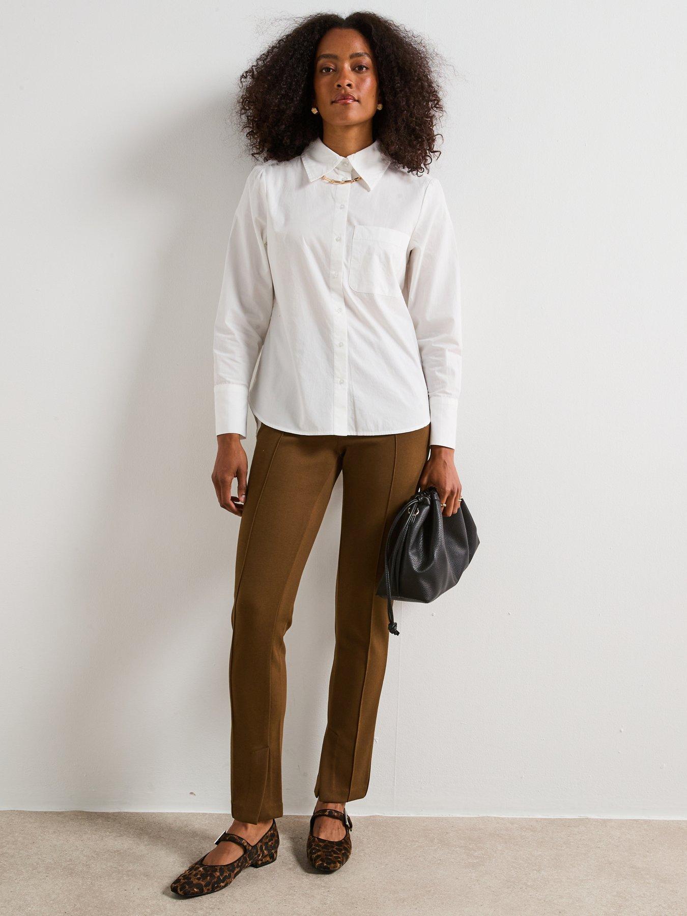 Image 3 of 6 of V by Very Split Slim Flare - Brown