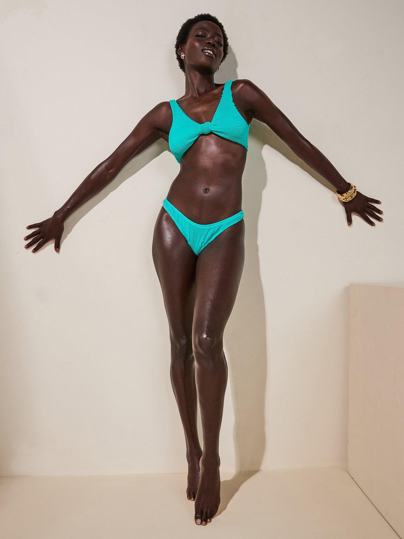 Image 1 of 6 of Moda Minx Scrunch Fixed Brazilian Bottom In Turquoise - Blue