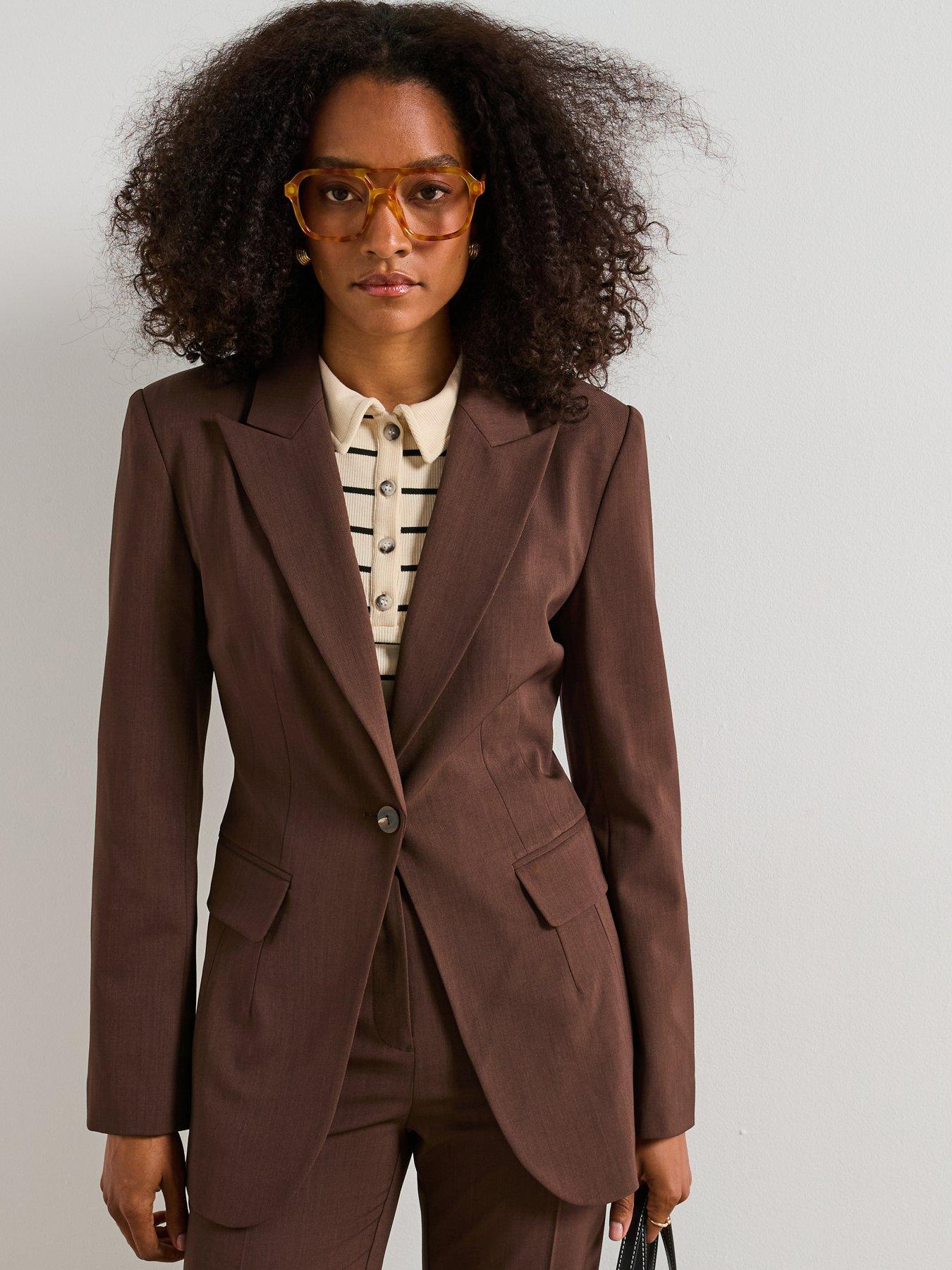 Image 1 of 6 of V by Very Sculpted Blazer - Brown