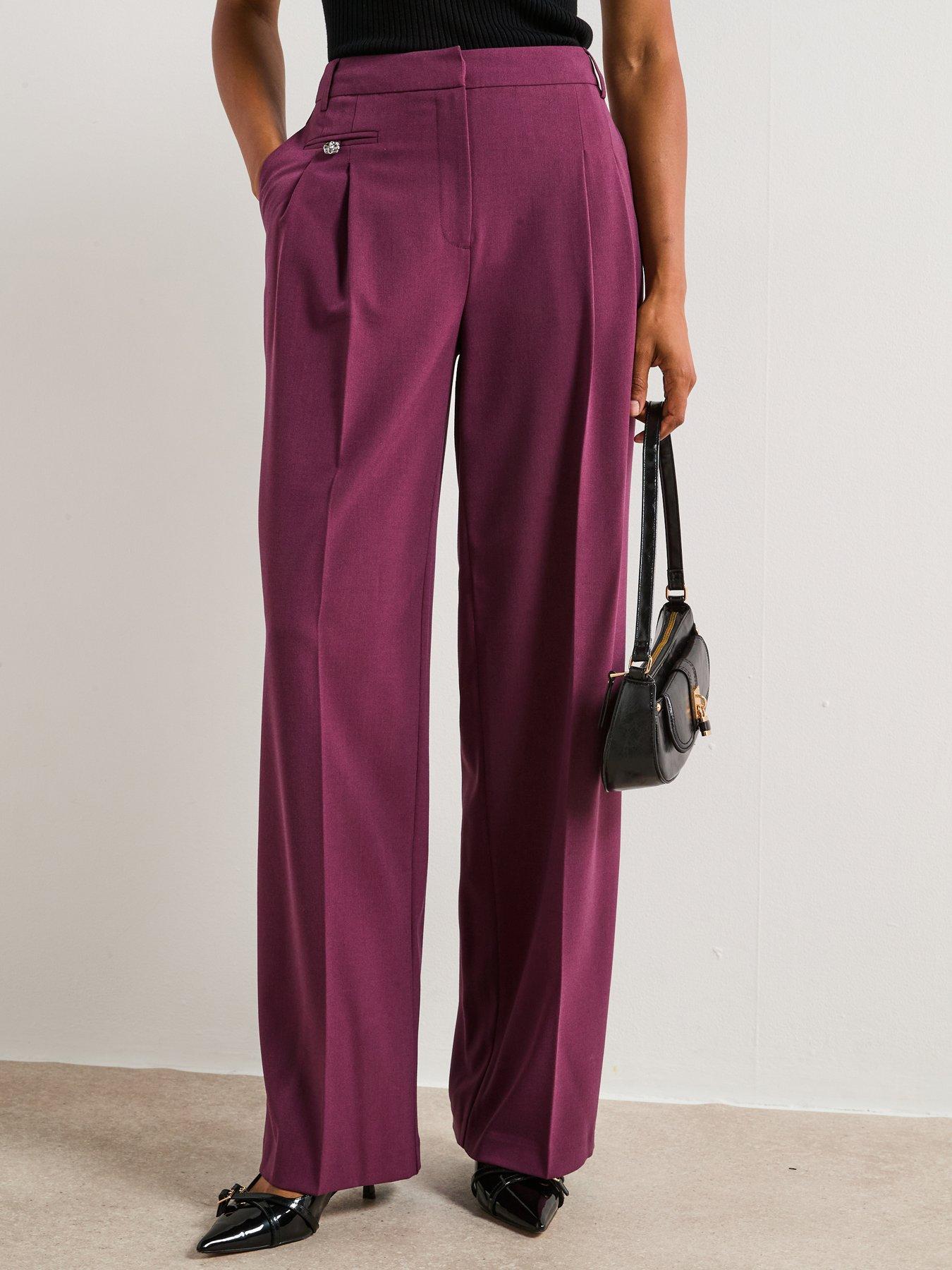 Image 1 of 6 of V by Very Wide Leg Trouser - Purple