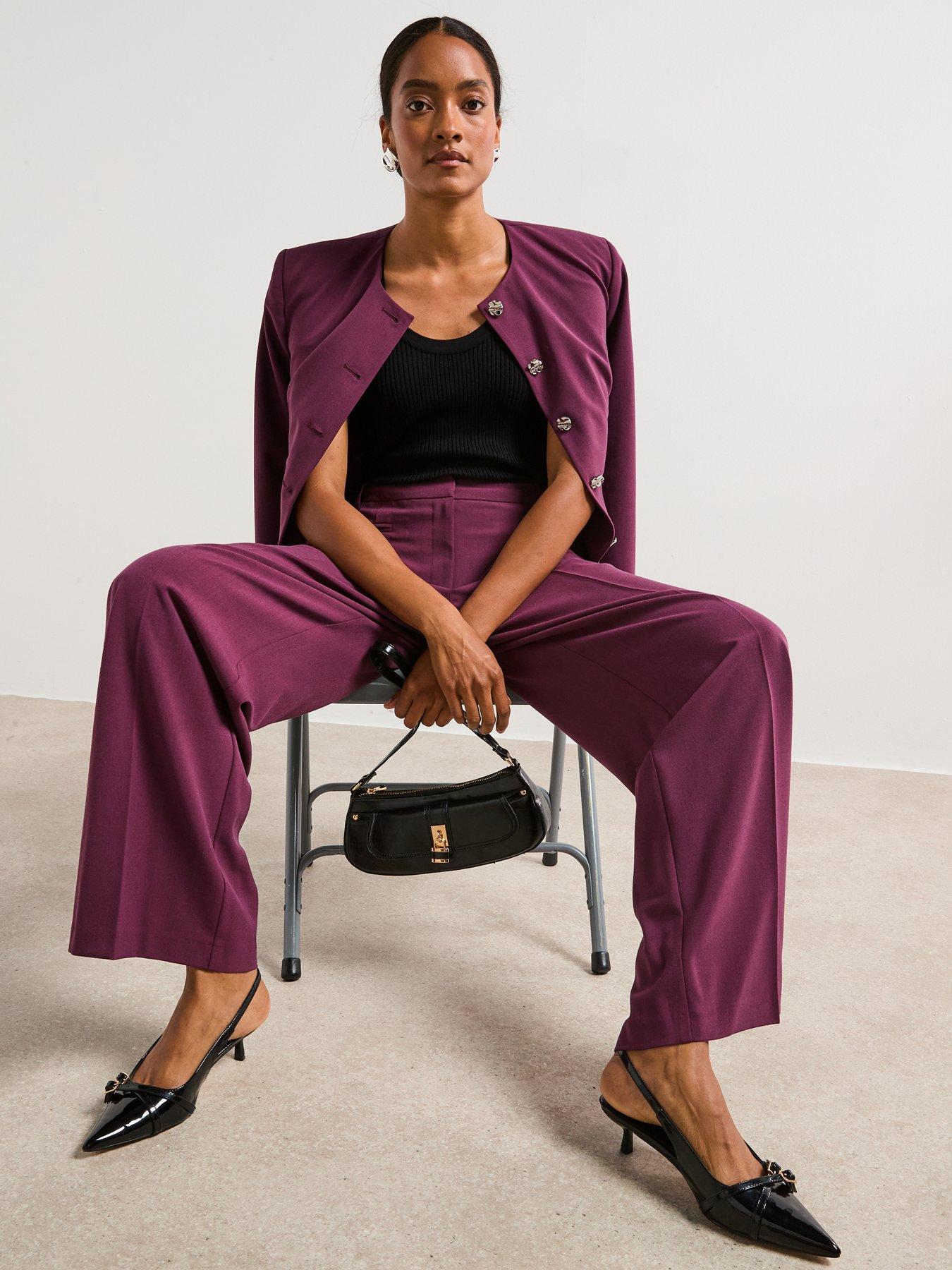 Image 4 of 6 of V by Very Wide Leg Trouser - Purple