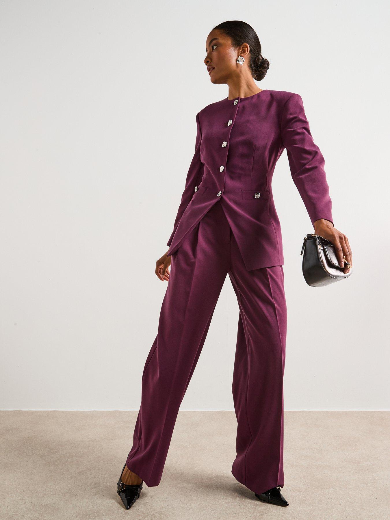 Image 6 of 6 of V by Very Wide Leg Trouser - Purple