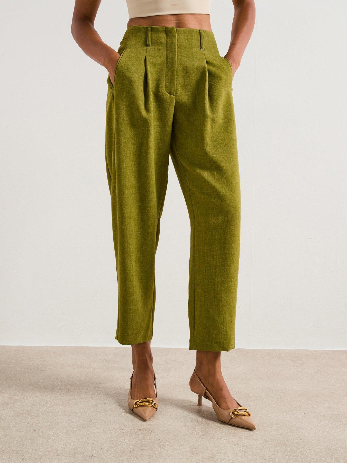 V by Very Barrel Leg Trouser - Green