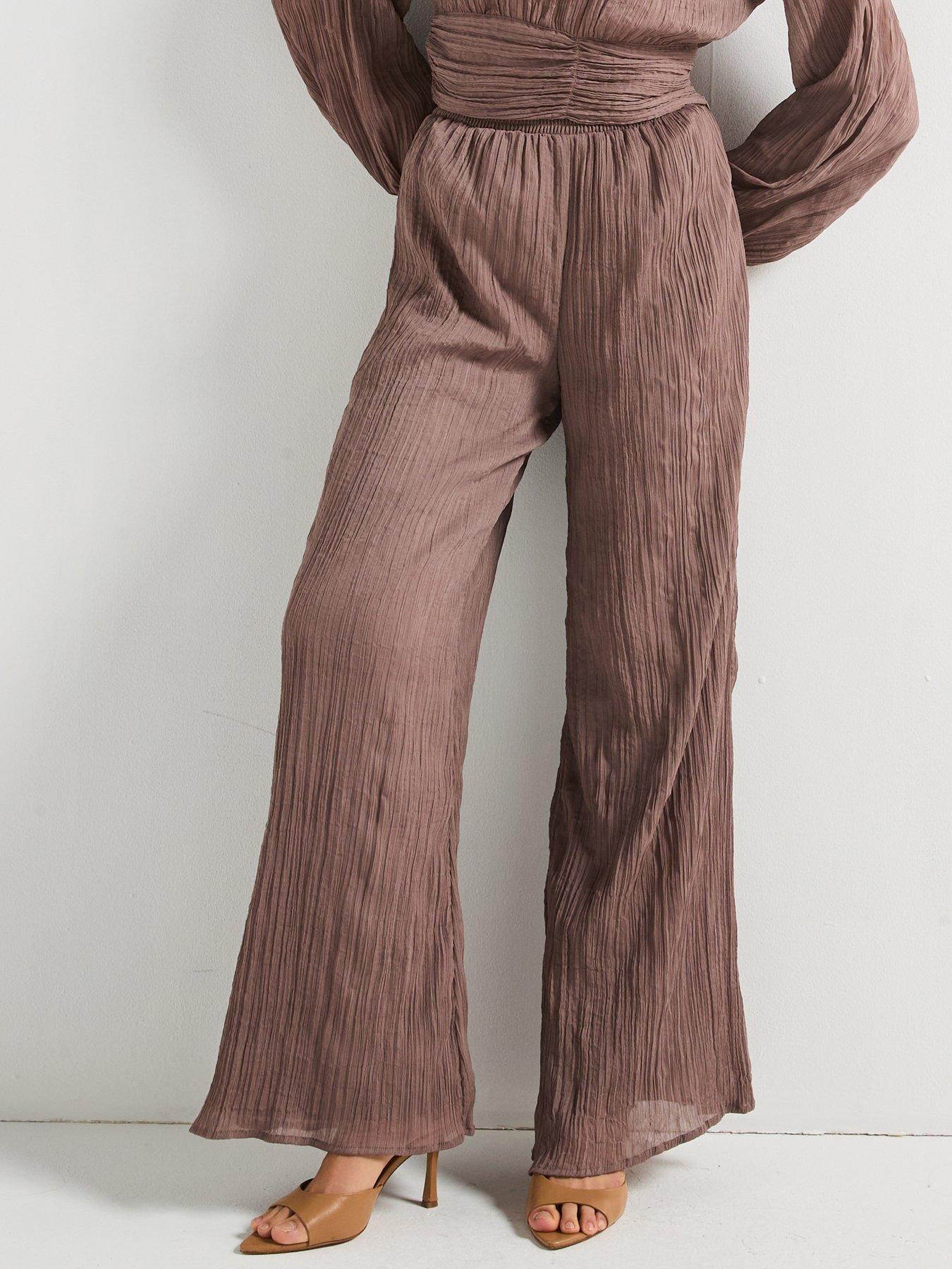 V by Very Pleated Trouser - Brown