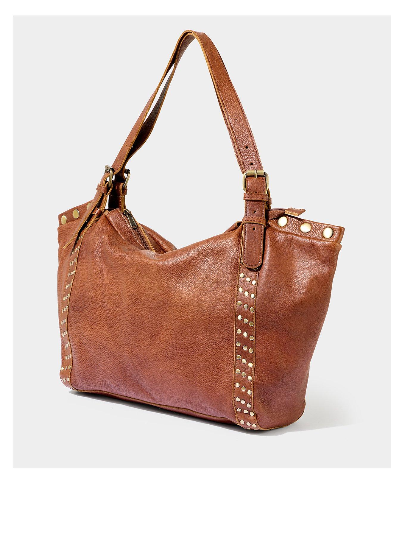 Image 3 of 5 of Joe Browns Soho Washed Leather Studded Bag - Tan