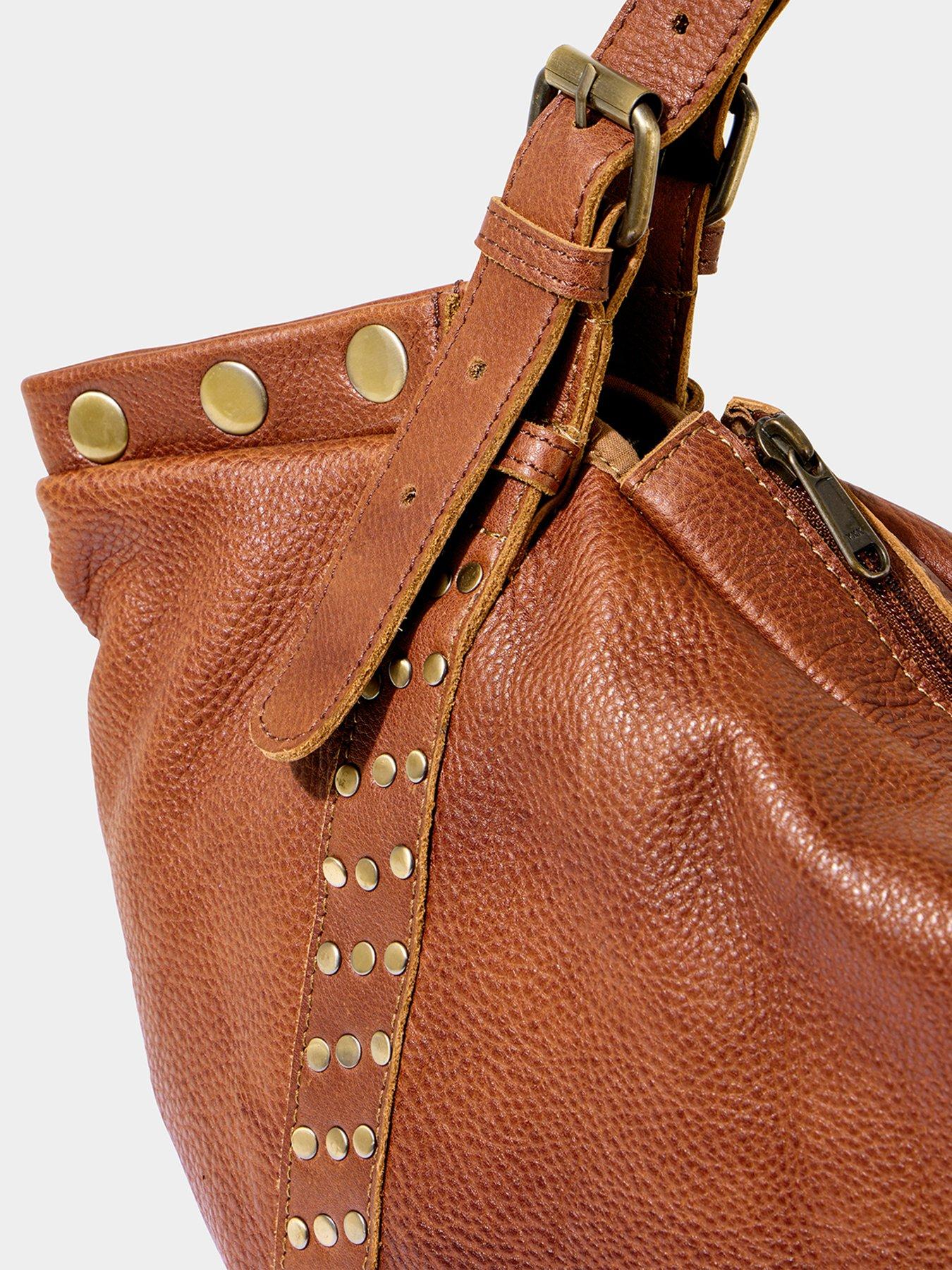 Image 4 of 5 of Joe Browns Soho Washed Leather Studded Bag - Tan