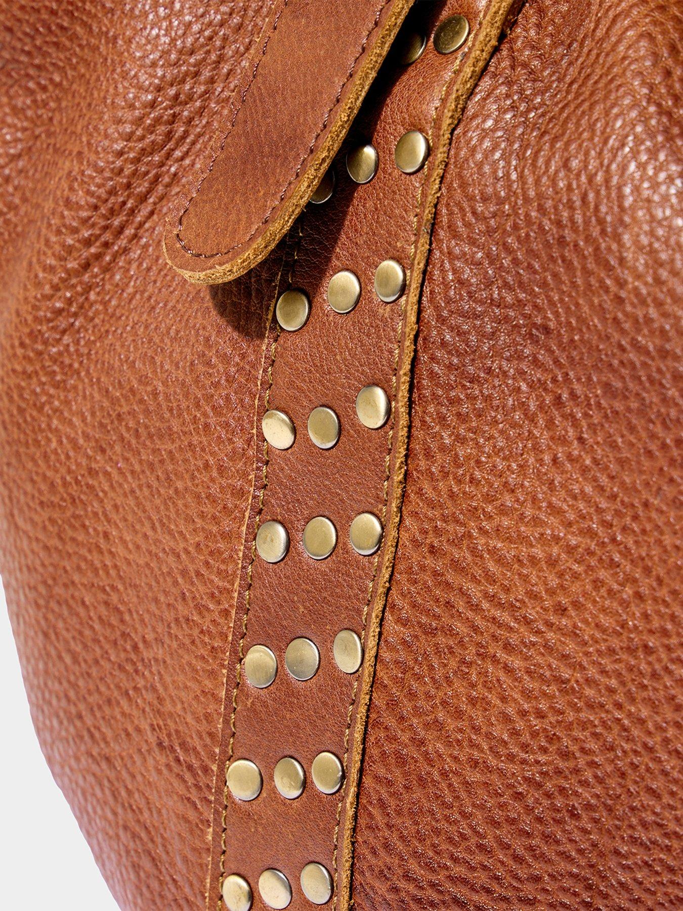 Image 5 of 5 of Joe Browns Soho Washed Leather Studded Bag - Tan