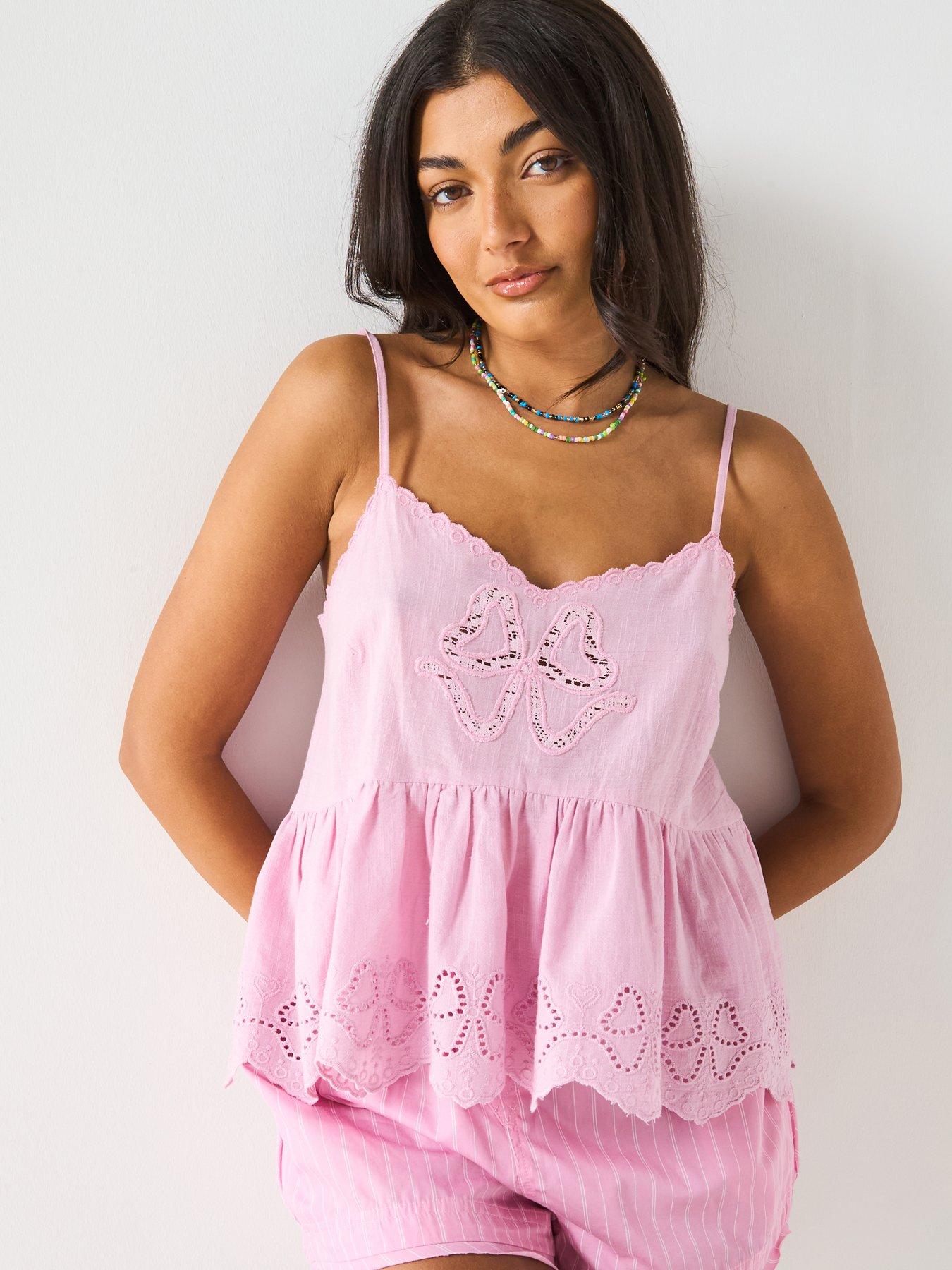 Image of V by Very Heart Embroidery Cami - Pink
