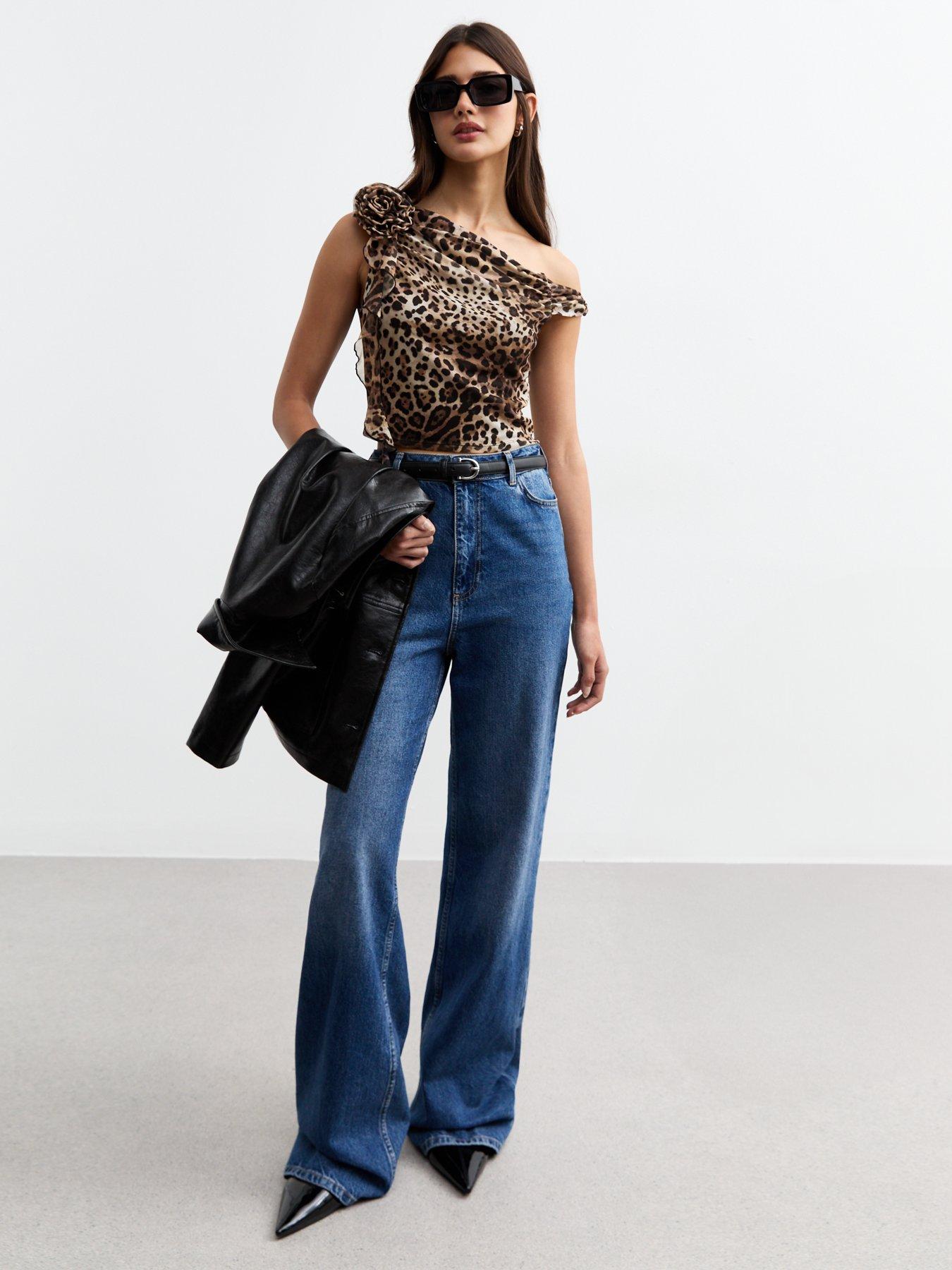 new-look-corsage-leopard-print-one-shoulder-top-brownback
