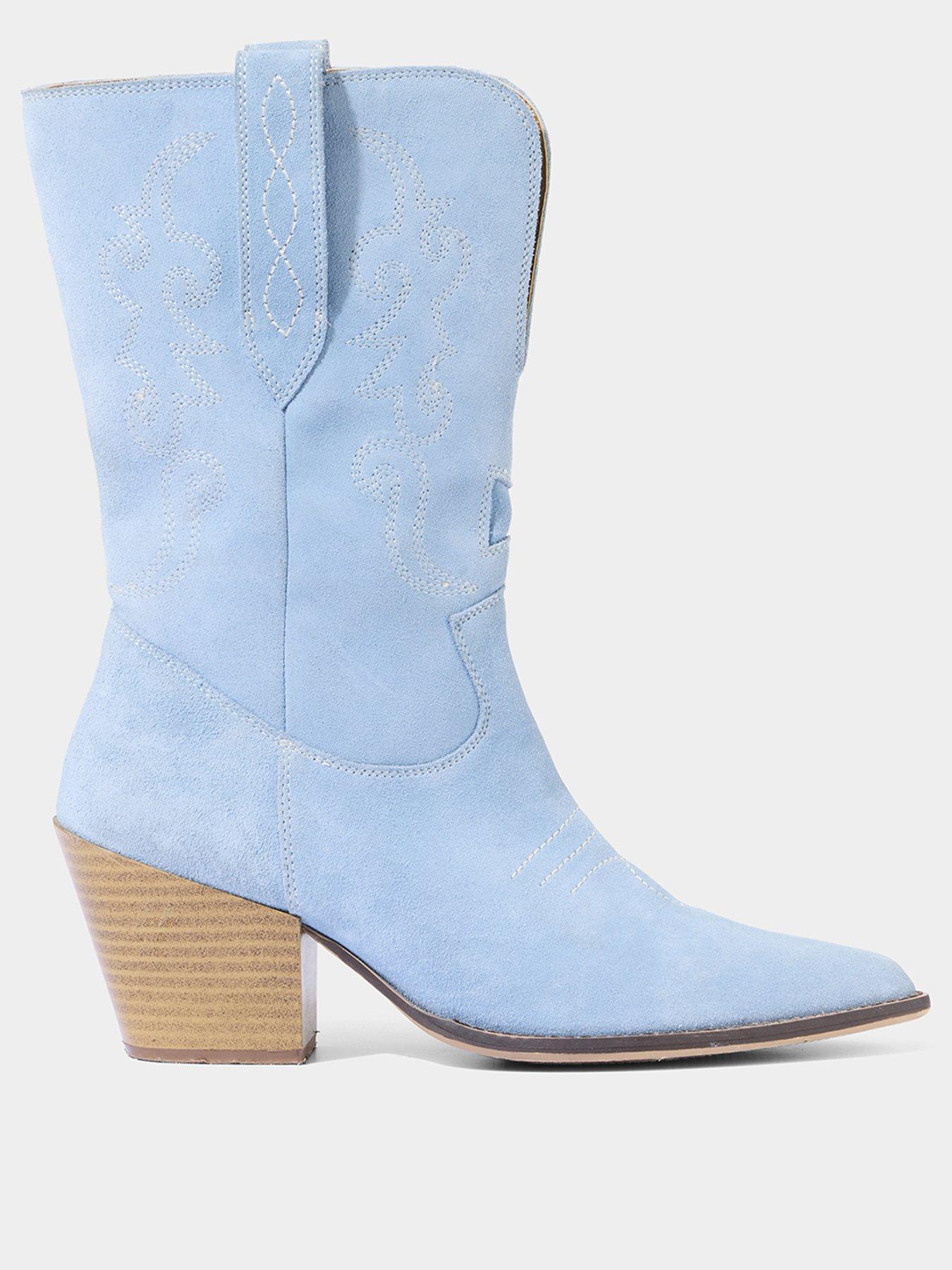 undefined Austin Suede Western Boots - Blue